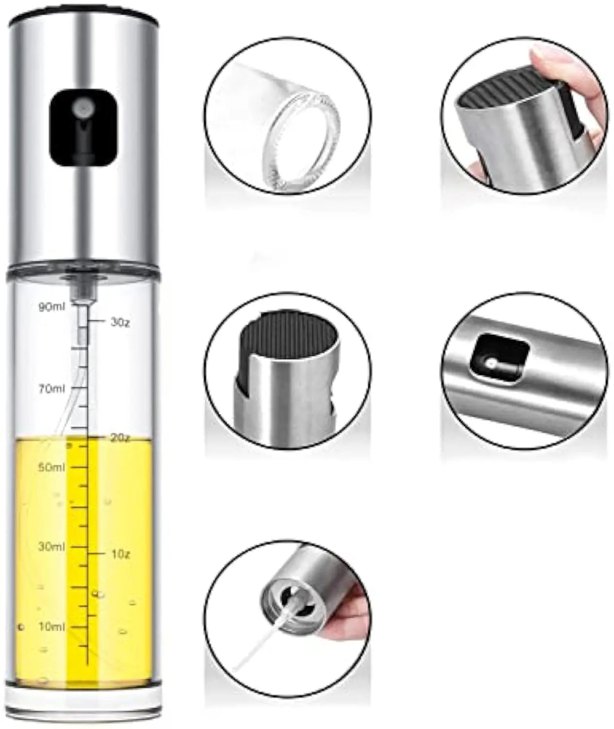 Olive Oil Dispenser Bottle 100ml Olive Oil Spray Mister Glass Bottle for Salad, BBQ, Baking, Roasting Kitchen Cooking Essentials