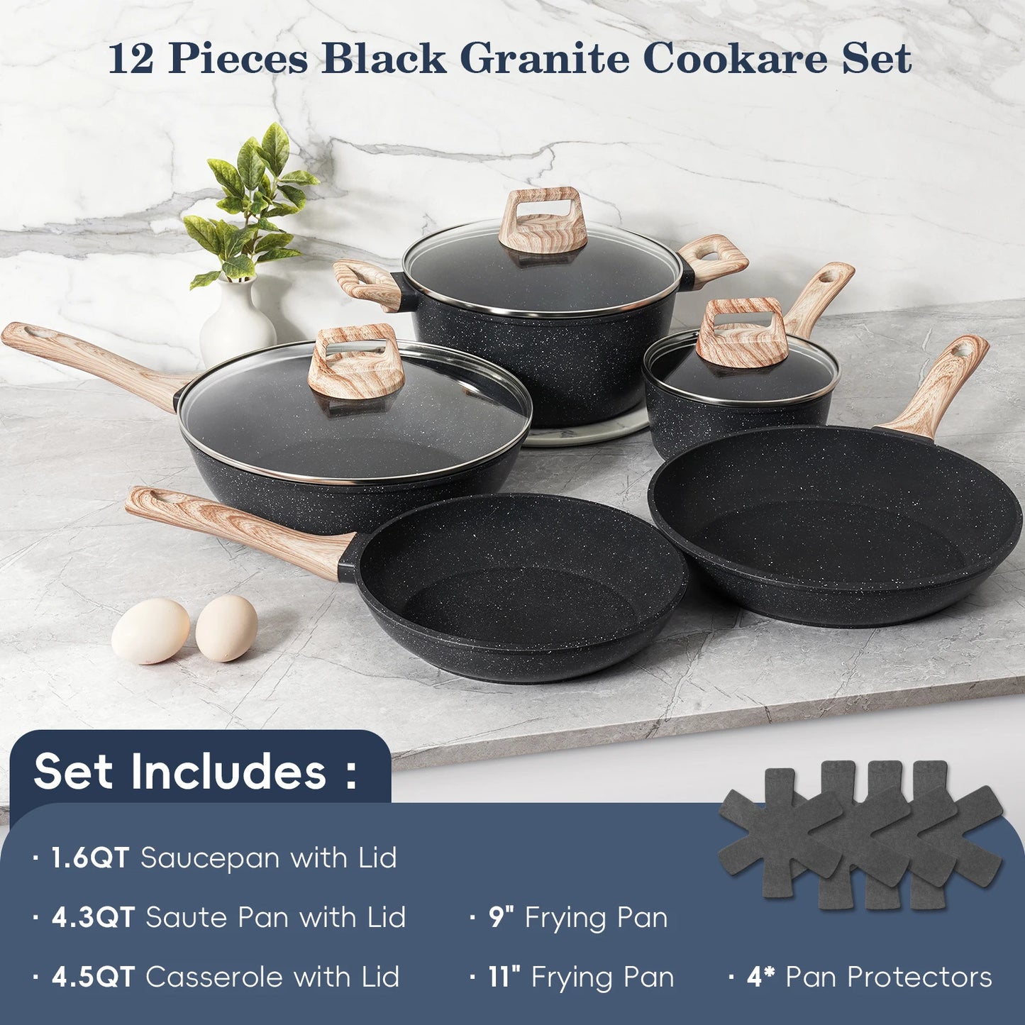 Ceramic Nonstick Cookware Set 12 Piece Healthy Pots And Pans