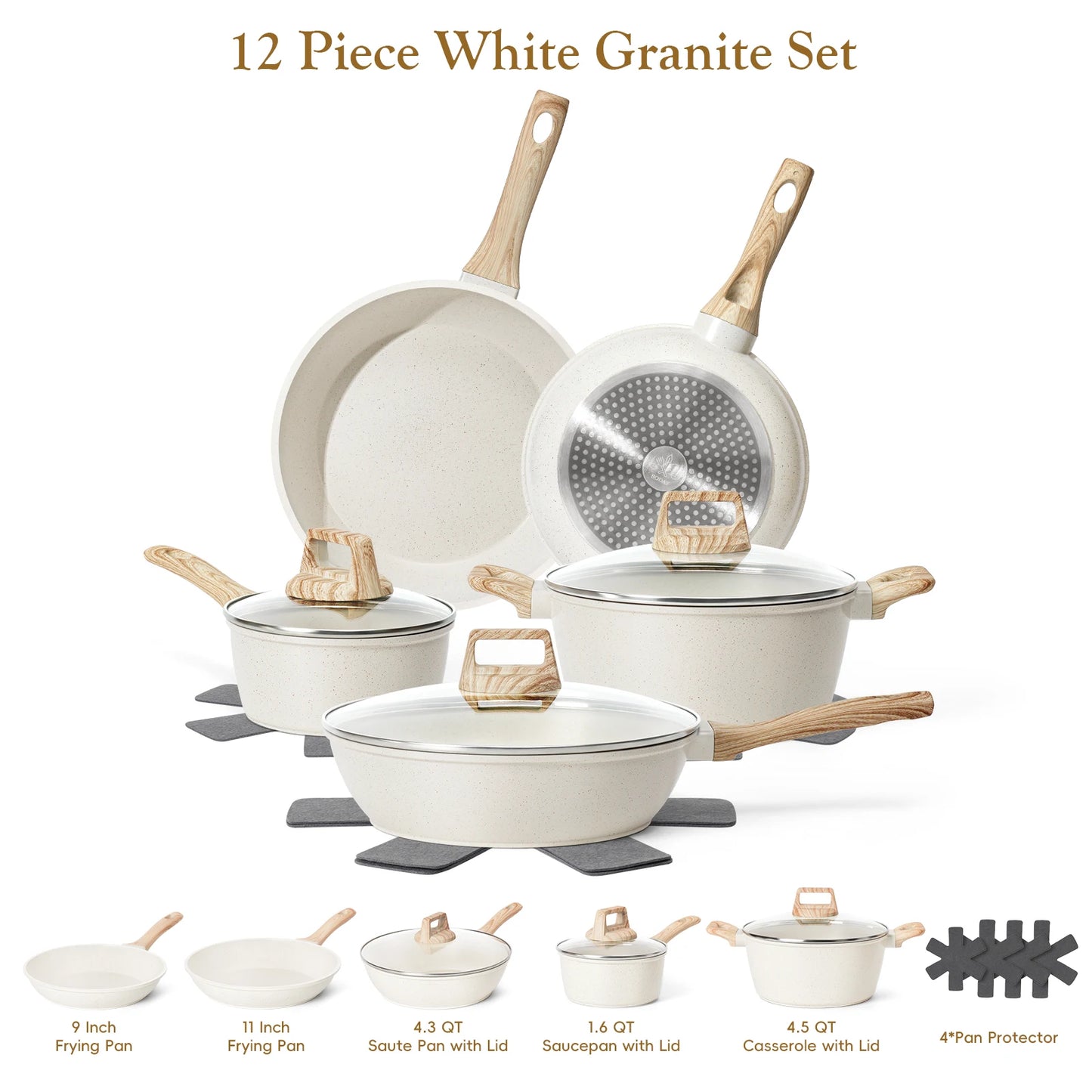 Ceramic Nonstick Cookware Set 12 Piece Healthy Pots And Pans