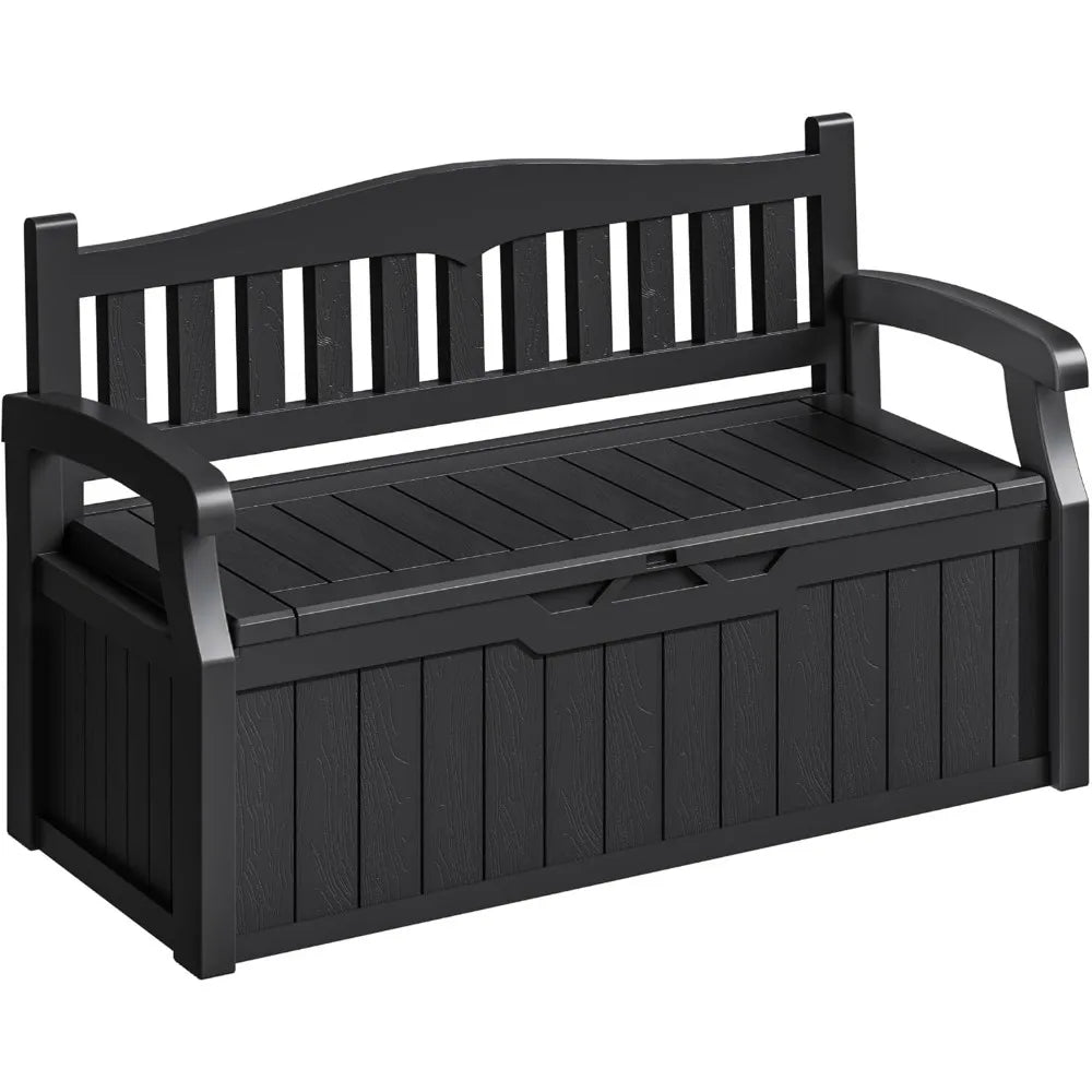Outdoor Storage Bench Box Lockable Lid Waterproof UV Resistant Deck Box