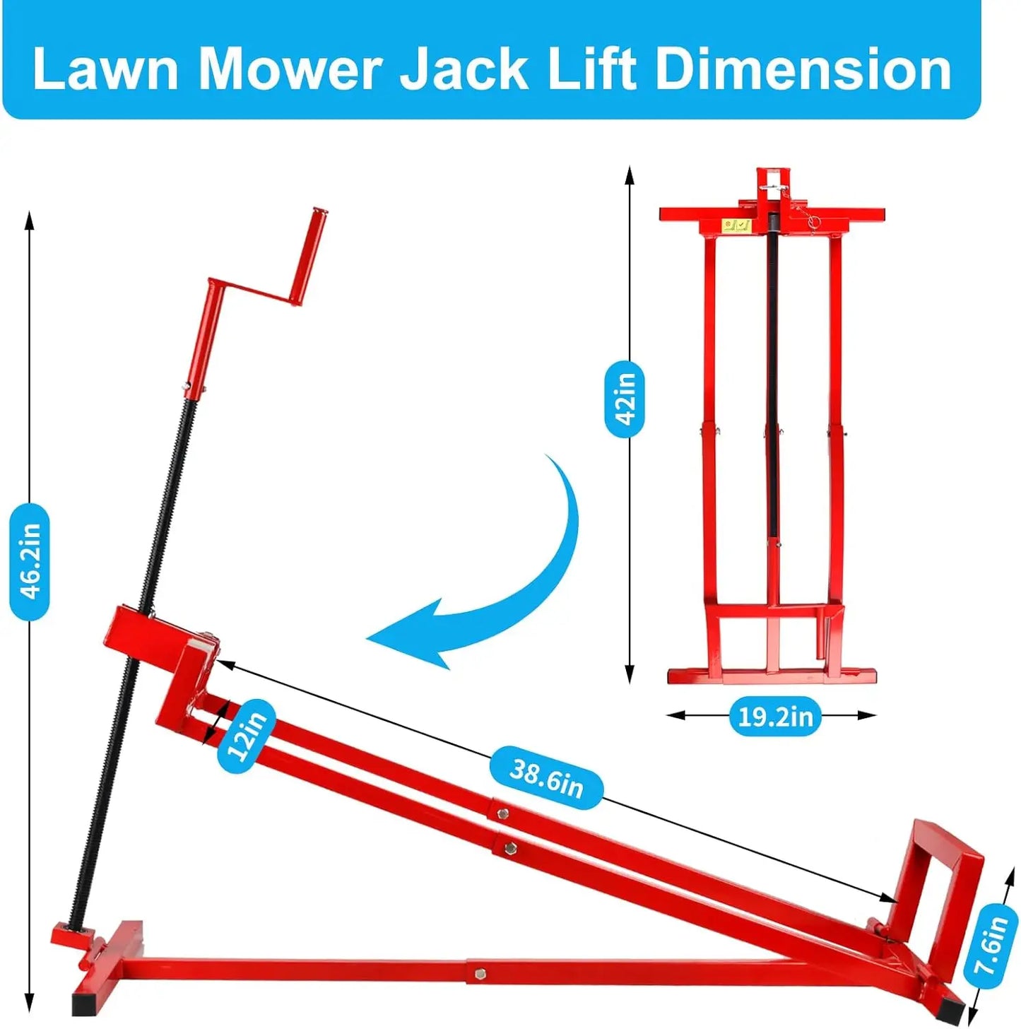 Heavy Duty Lawn Mower Lift Jack 882 Lbs Capacity Foldable