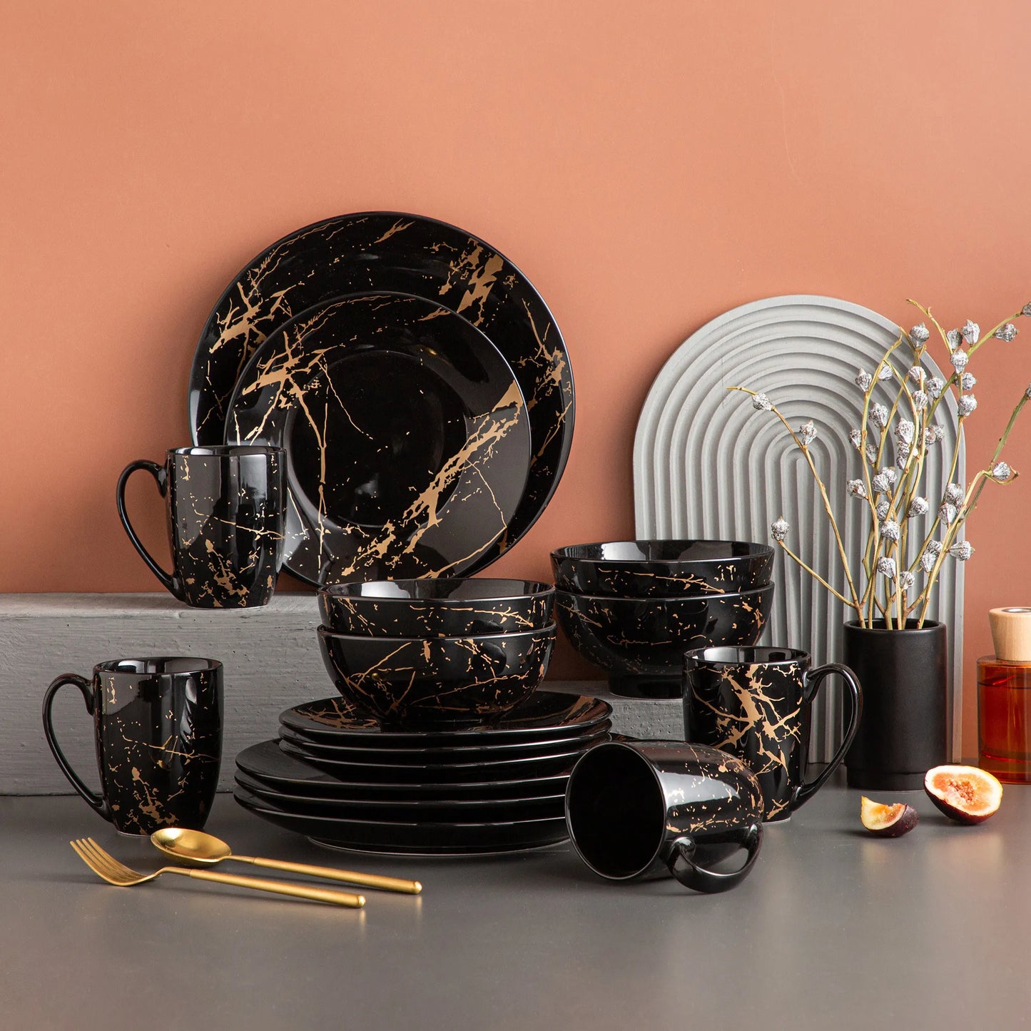 MALACASA Porcelain Dinnerware Set Splash Pattern Collection
