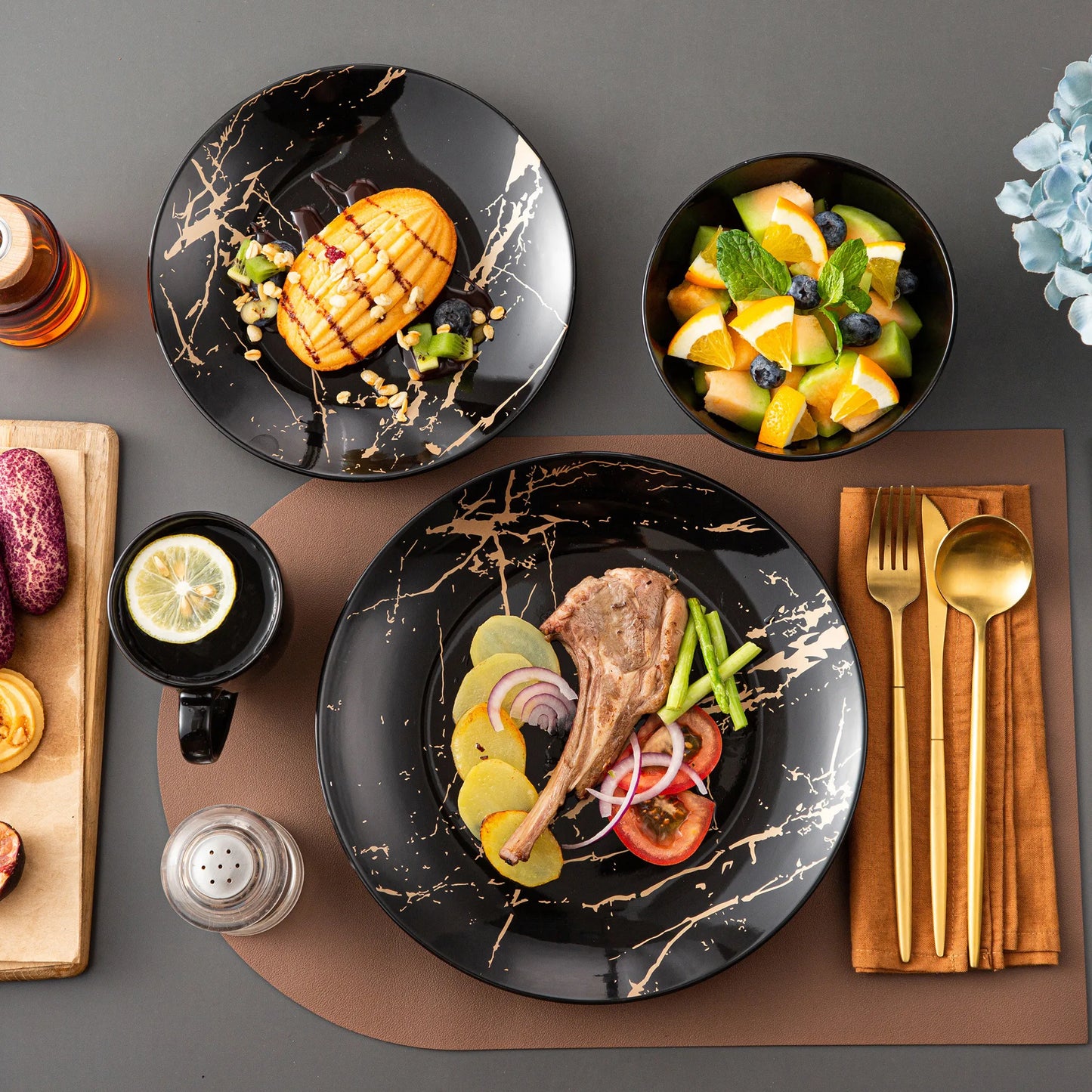 MALACASA Porcelain Dinnerware Set Splash Pattern Collection