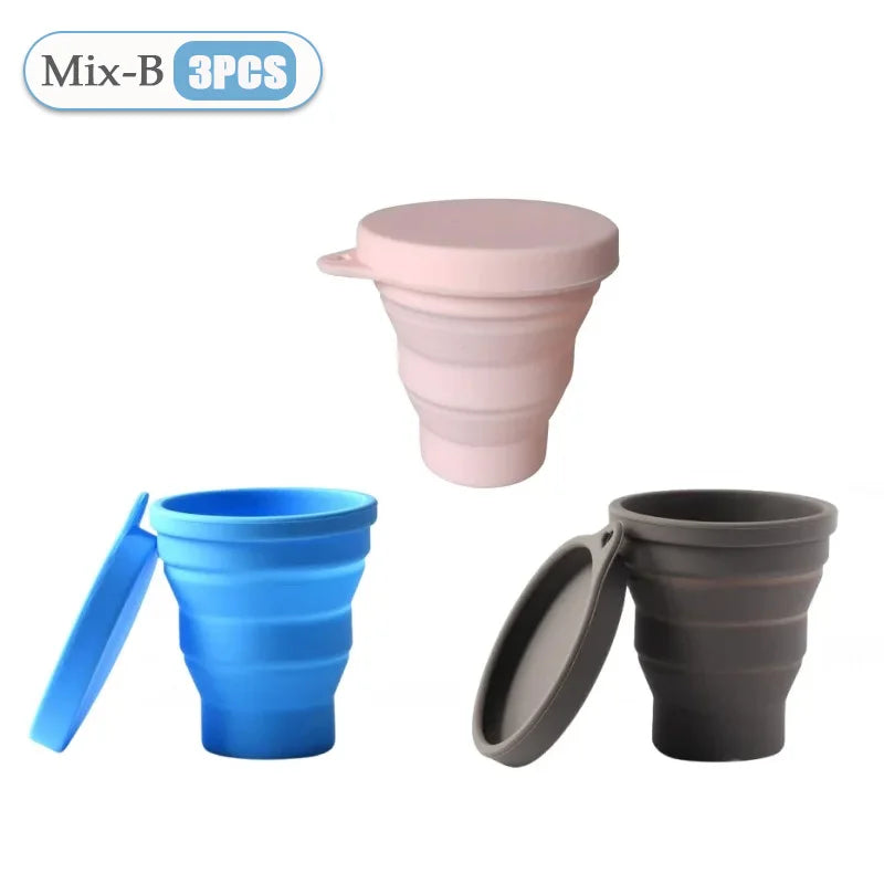 Silicone Folding Telescopic Cup With Lid For Tea And Coffee