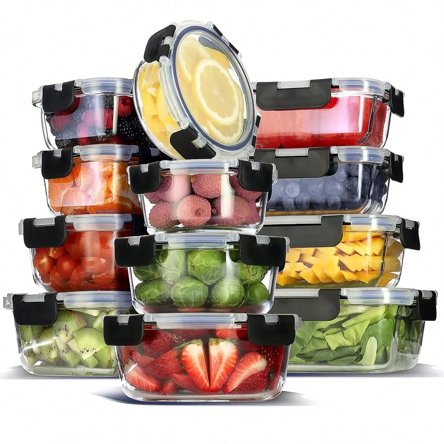 Glass Food Storage Containers With Lids Airtight Leak-Proof