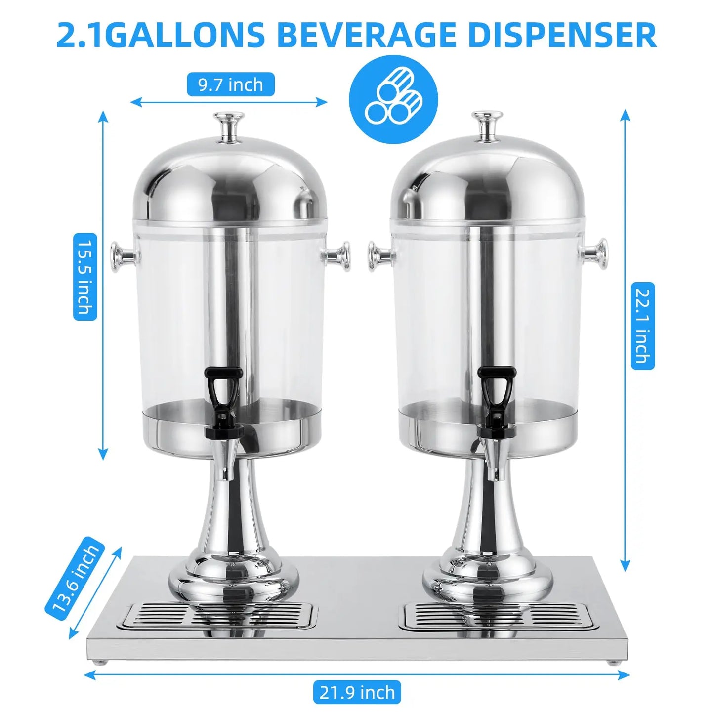 Stainless Steel Beverage Dispenser With Ice Core And Stand