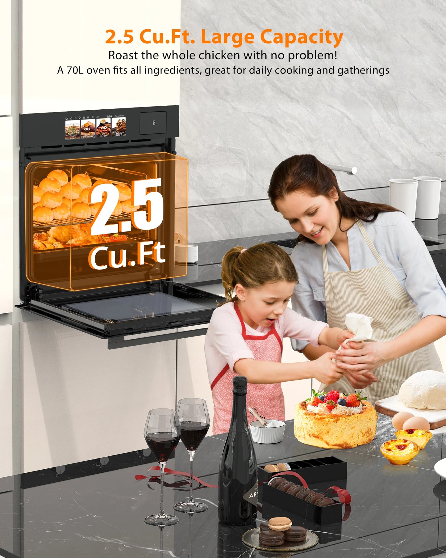 Adoolla Built-in Electric Wall Oven With TFT Display 8 Modes