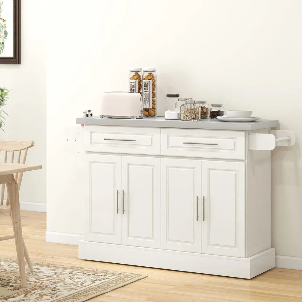 Rolling Kitchen Island Cart With Wheels Portable Stainless Steel Top
