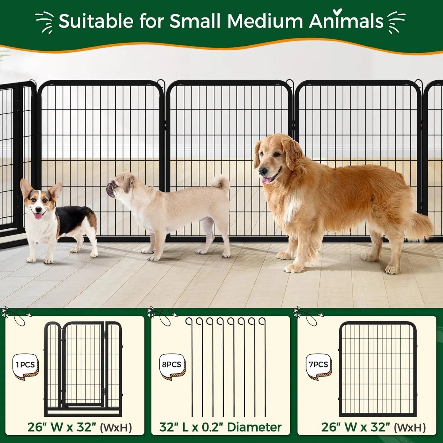 Dog Playpen Outdoor Heavy Duty Metal Pet Fence For Homes