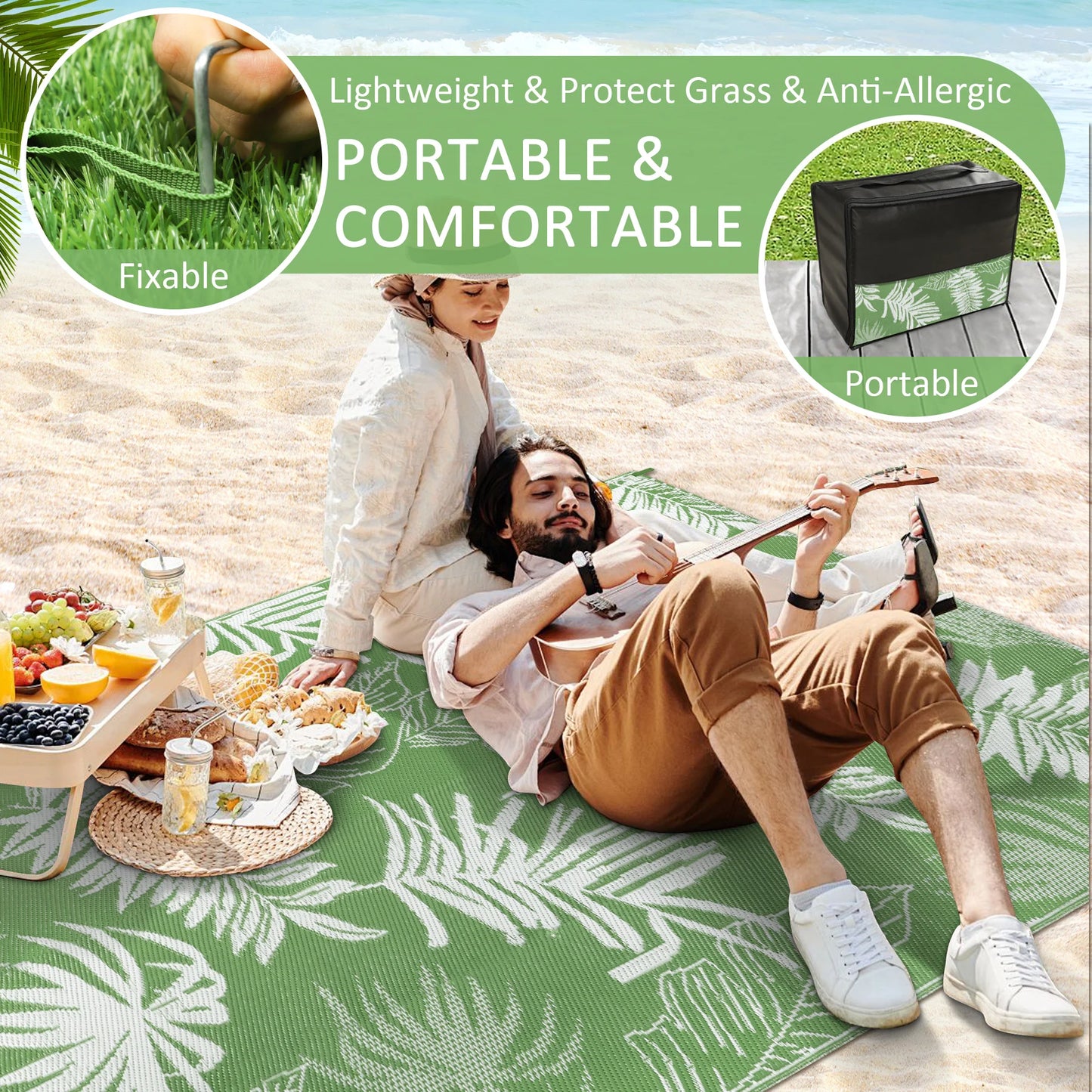 Outdoor Waterproof Recycled Polypropylene Straw Rug Patio Carpet
