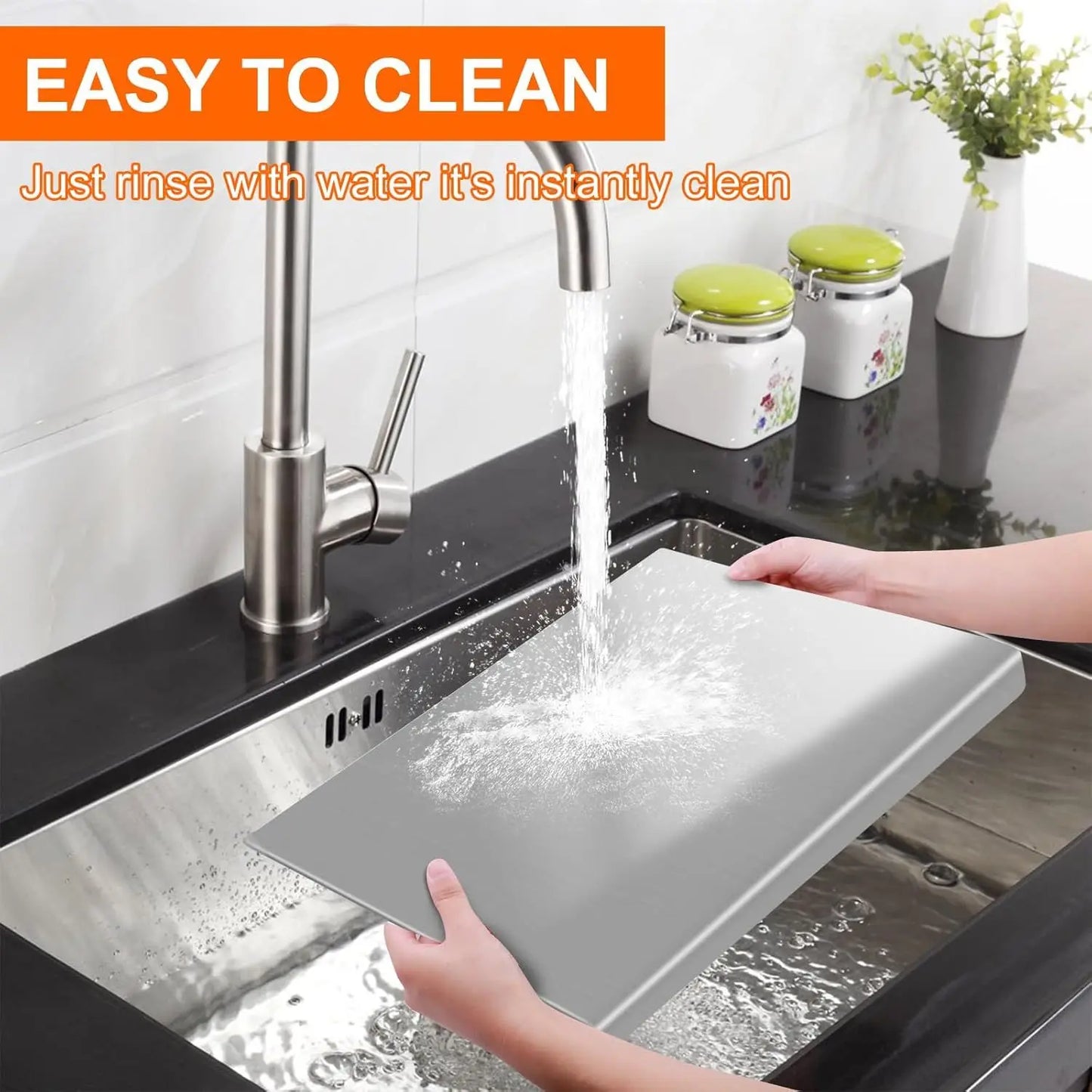 Large Stainless Steel Cutting Board with Lip for Kitchen over Sink Meat Chopping Board Metal Countertop Board