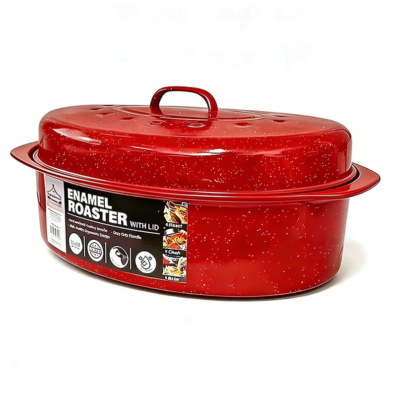 Oval Enamel Cast Iron Dutch Oven With Lid For Roasting
