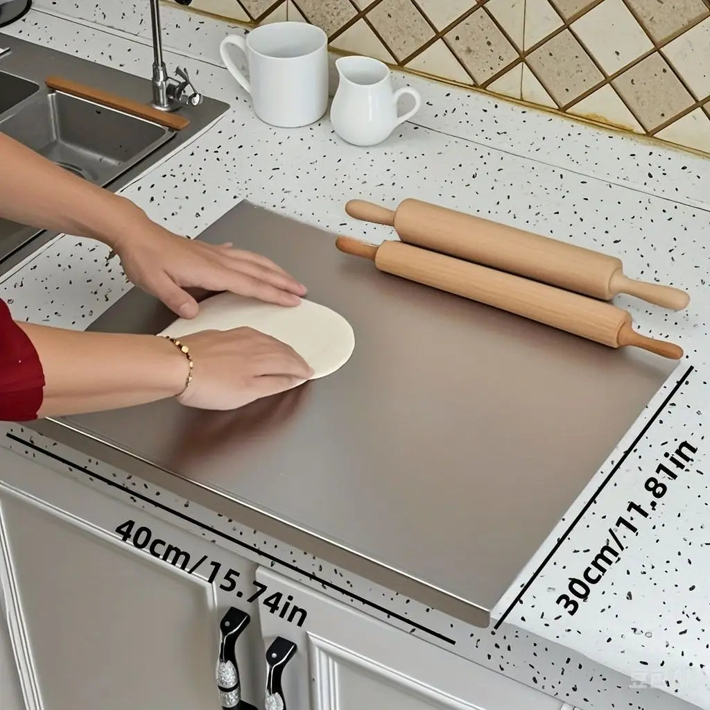 Large Stainless Steel Cutting Board with Lip for Kitchen over Sink Meat Chopping Board Metal Countertop Board
