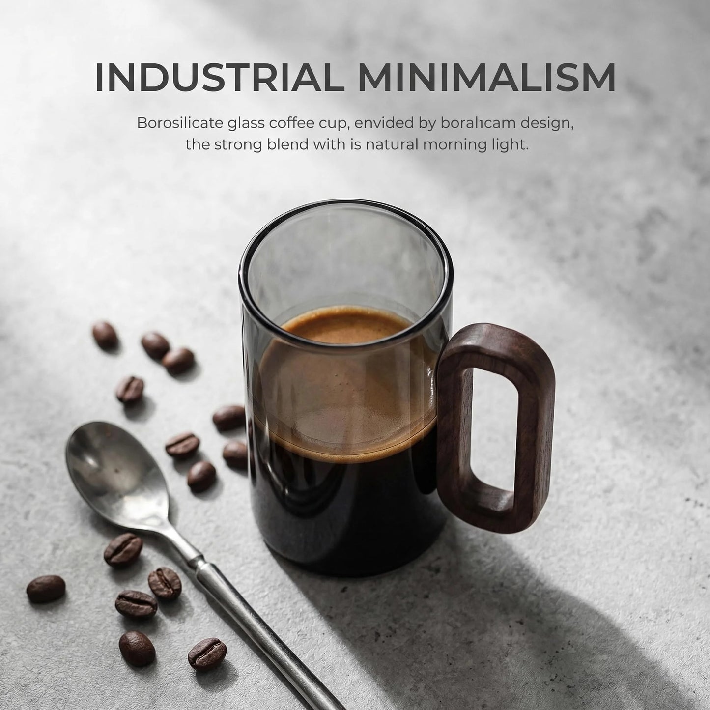 Borosilicate Glass Coffee Mugs With Walnut Handle Dishwasher Safe