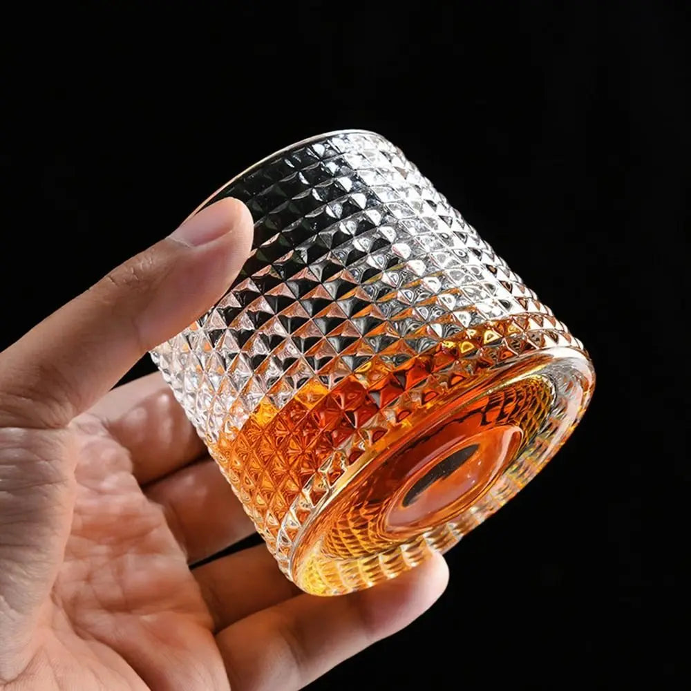 Rotating Whiskey Glass With Base 360 Degree Spin Cocktail