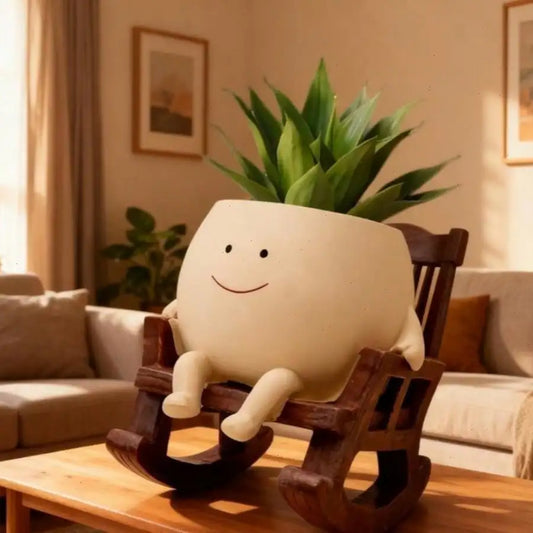 Porcelain Face Rocking Chair Planter Pot For Indoor Outdoor Succulents