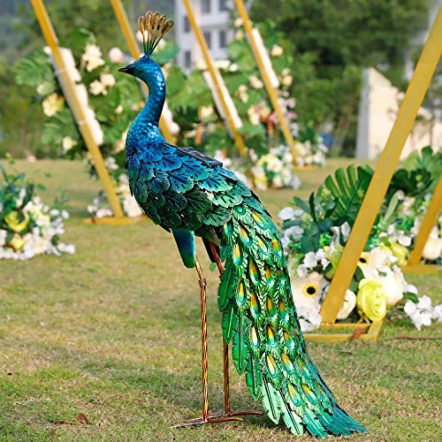 SHXI Outdoor Solar Peacock Garden Statue Yard Art Decor