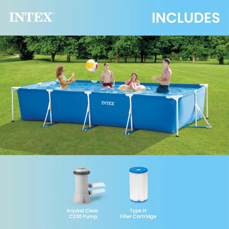 Intex Rectangular Frame Above Ground Pool With Krystal Clear Filter Pump