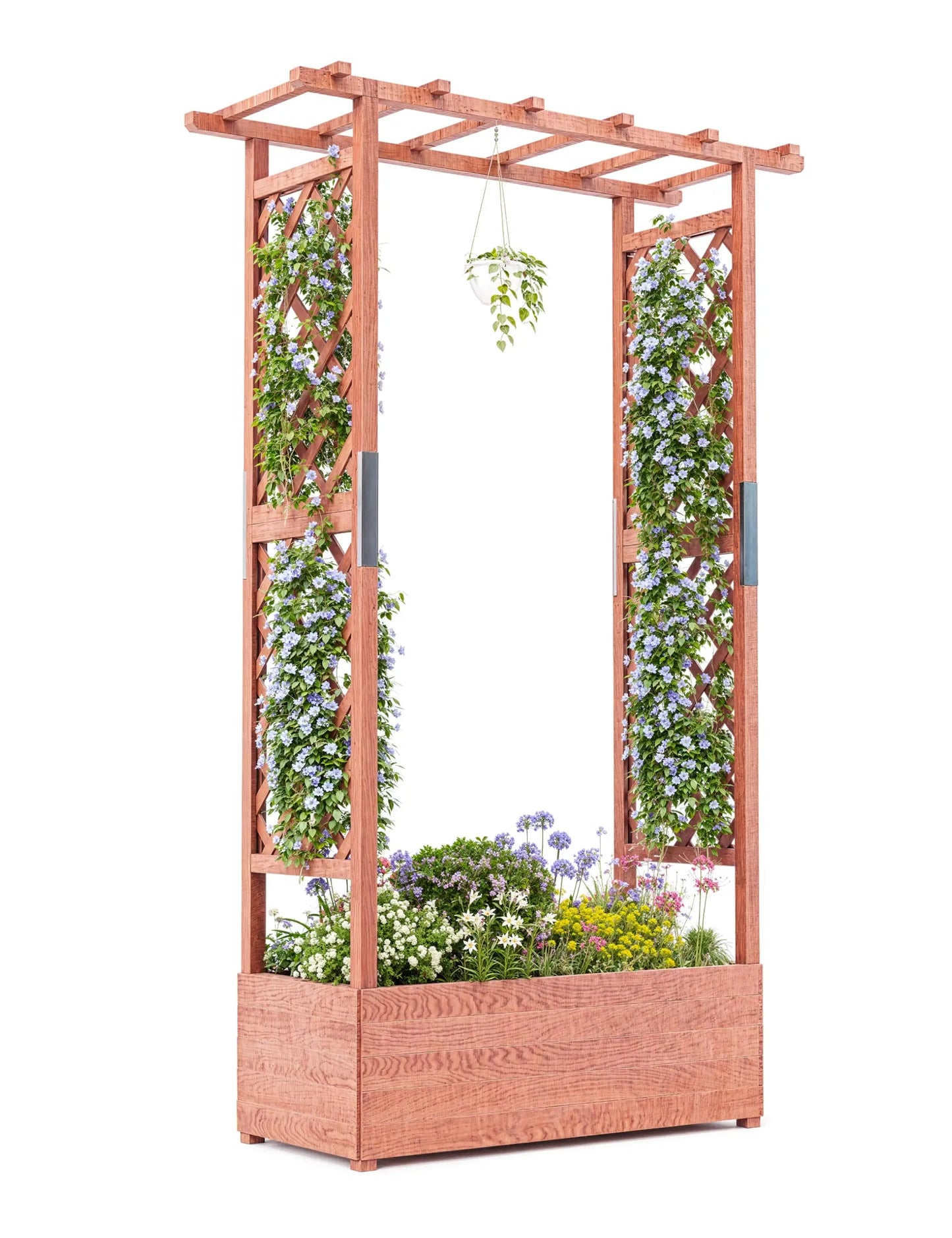 HiMISS Wooden Raised Garden Bed With Trellis Planter For Climbing Plants