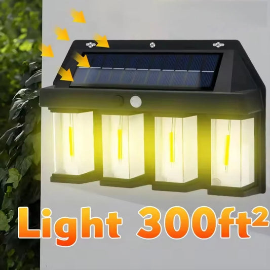Outdoor Solar Light with Motion Sensor Vintage Outdoor Solar Wall Light with Warm LED Bulb IP65 Waterproof Solar Light