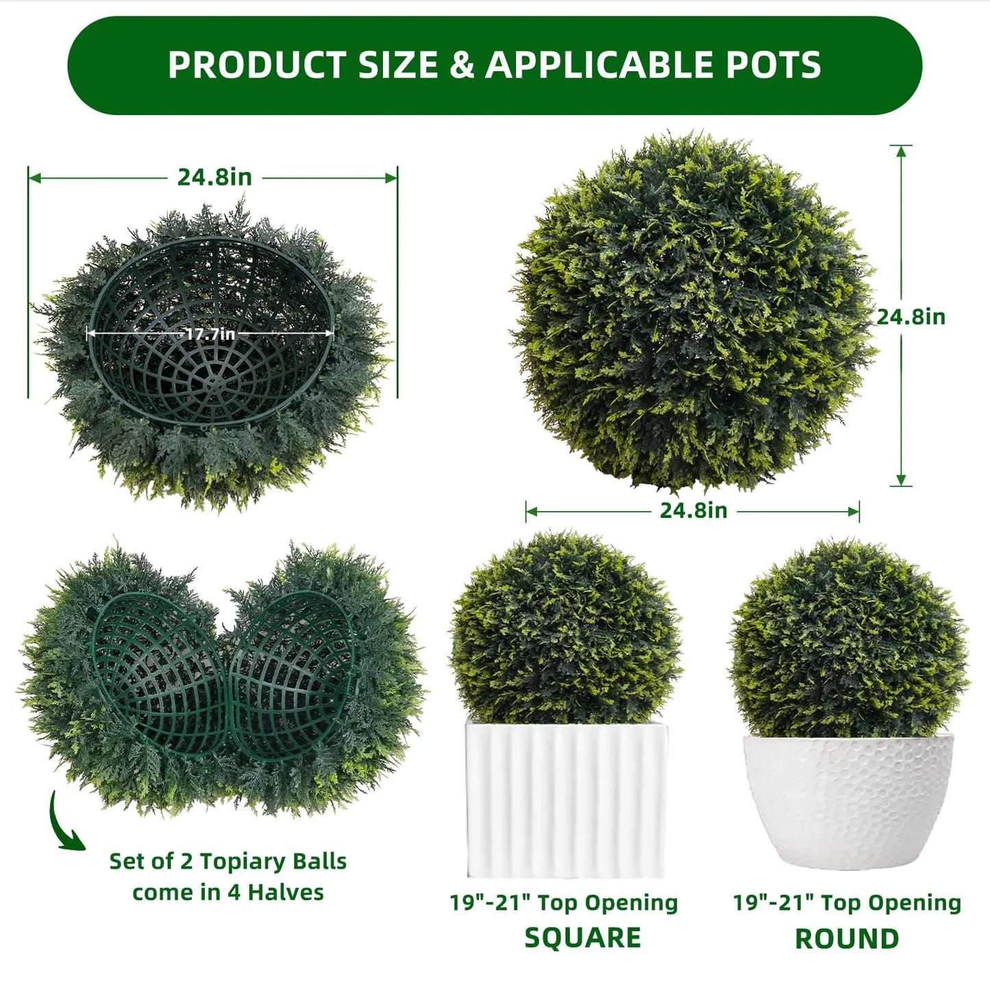 StudysetCN Artificial Outdoor Topiary Balls Set Of 2