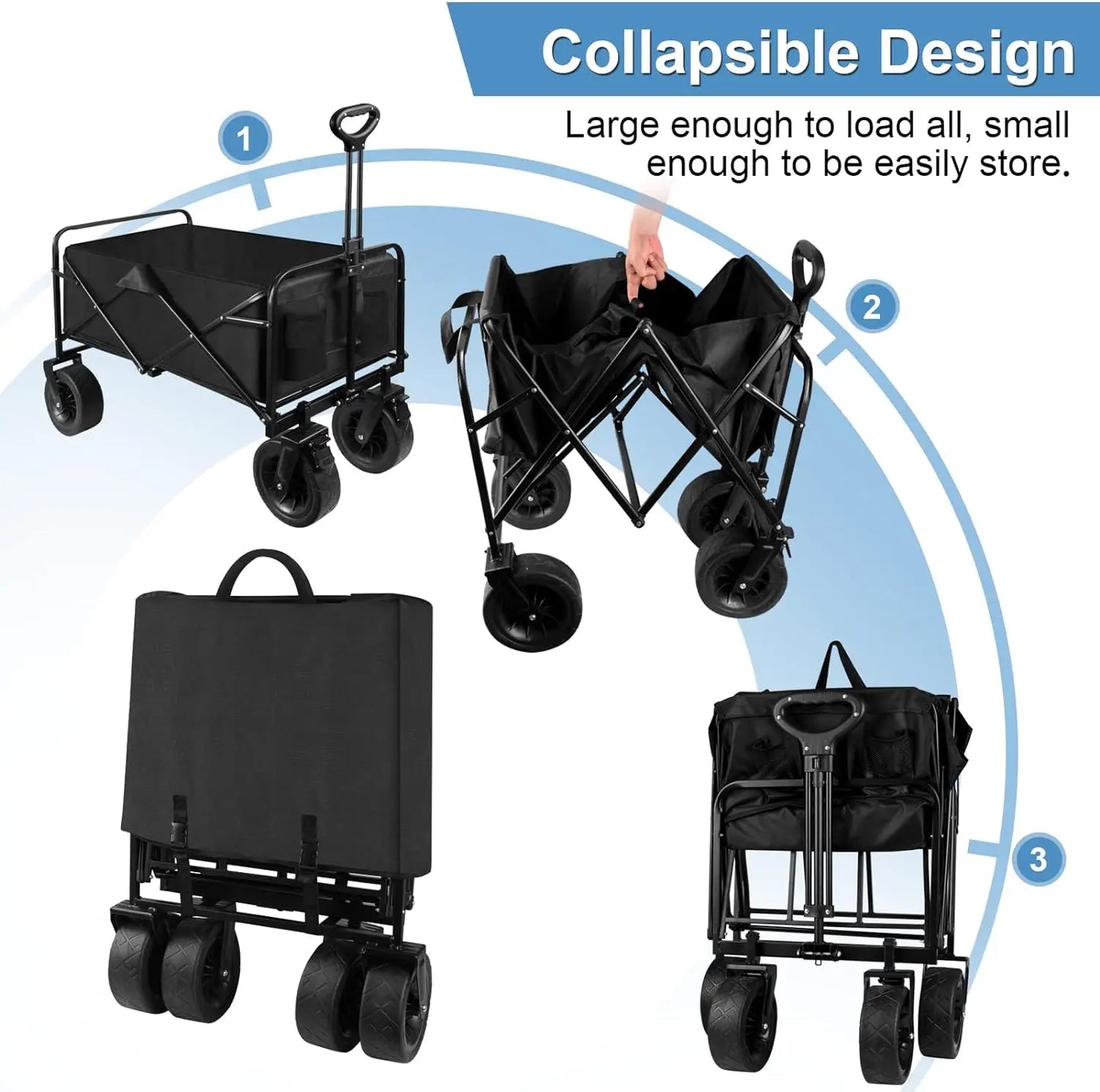 NONEL Collapsible Folding Wagon With Wheels For Camping Outdoor Activities