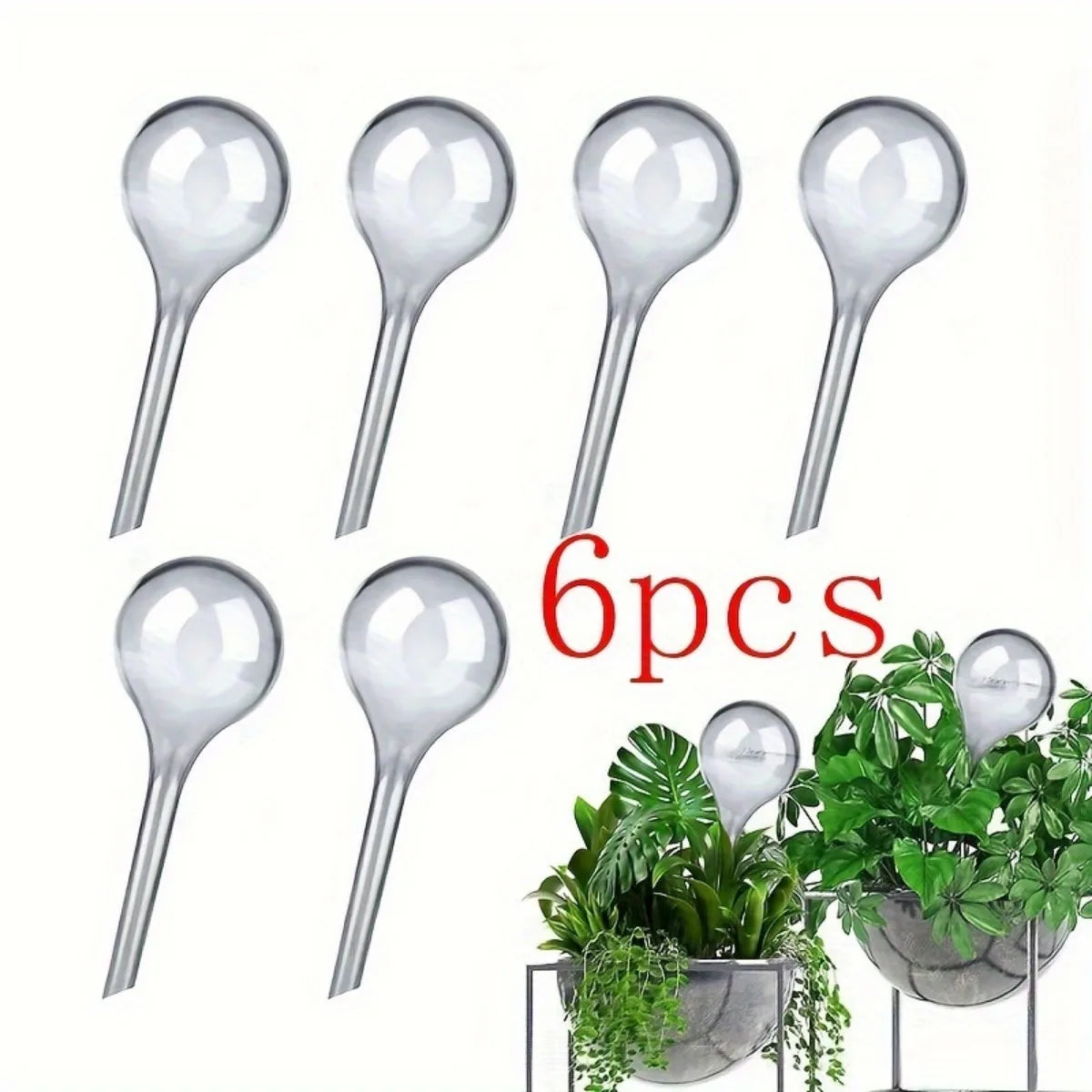 6pcs Small Plant Watering Globes Self Watering Bulbs PVC Automatic Watering Balls Plant Watering System 5.1inches