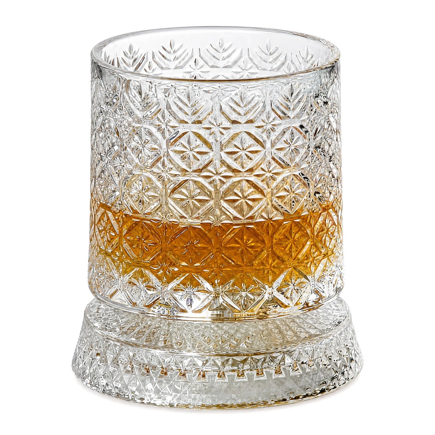 Rotating Whiskey Glass With LED Light Up Coaster Set