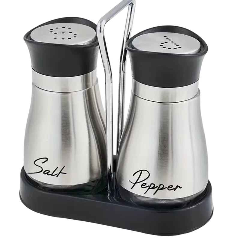 Kitchen Glass Spice Bottle Set Adjustable Refillable Salt and Pepper Shakers with Shelf Spice Dispenser with Pour Holes