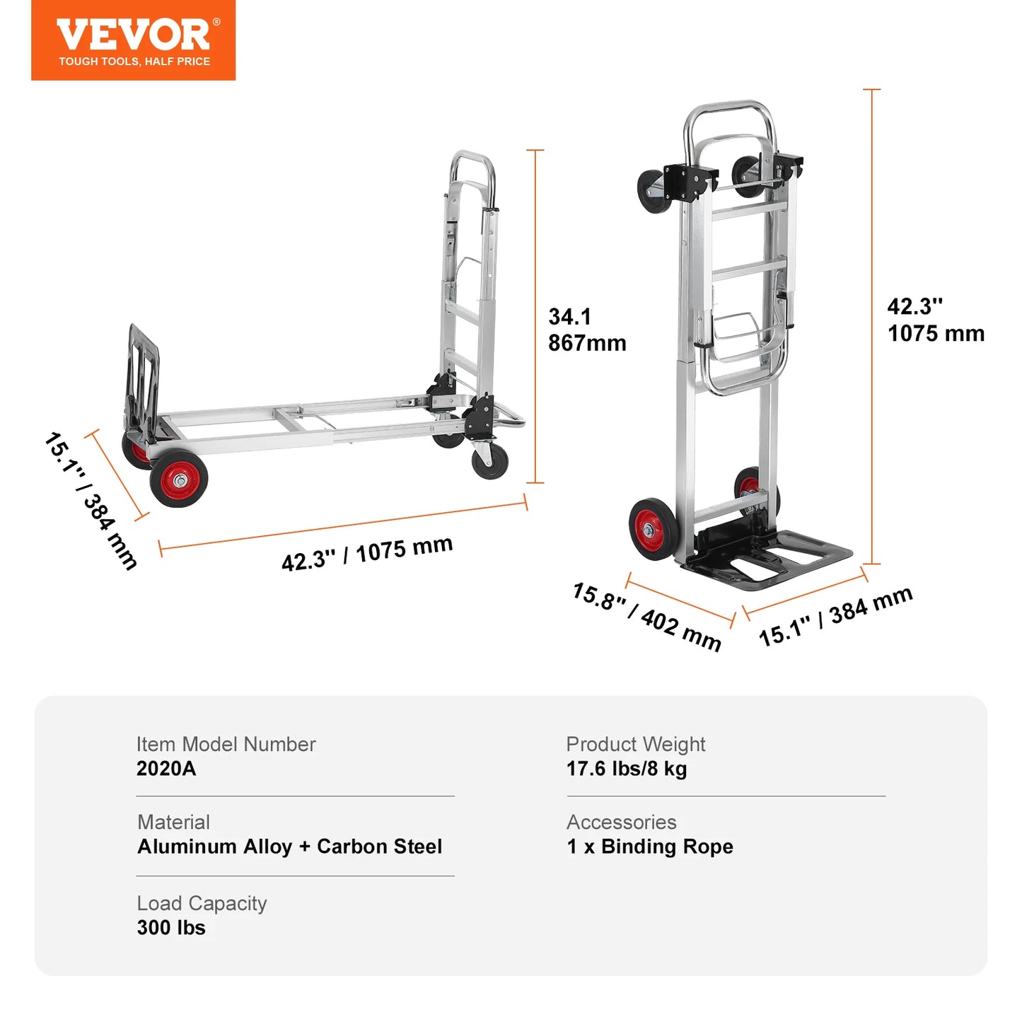 SucceBuy Folding Hand Truck 400 Lb Capacity Dolly With Wheels
