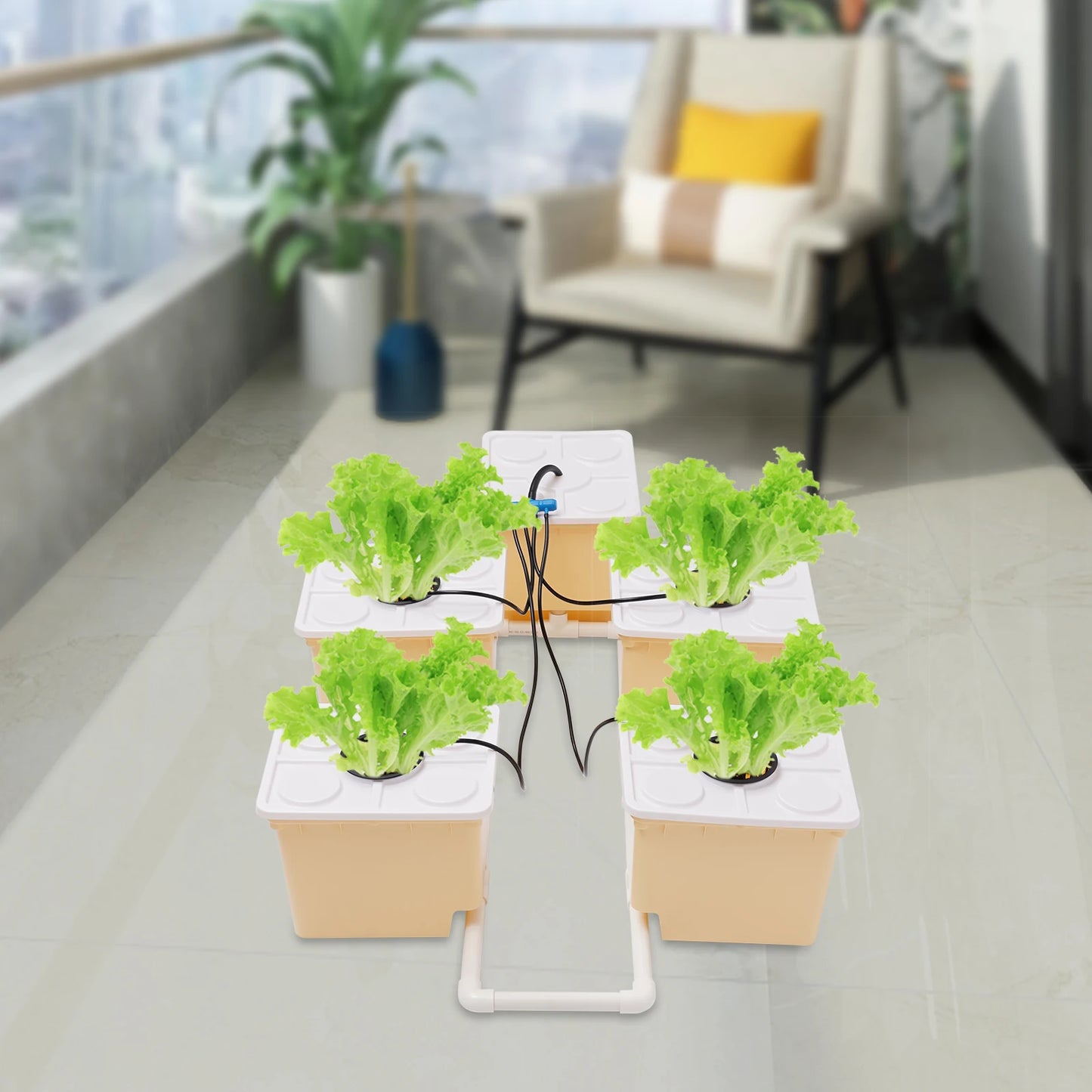 Bymaocar 5 Sites Hydroponics Drip Growing System With Dutch Buckets