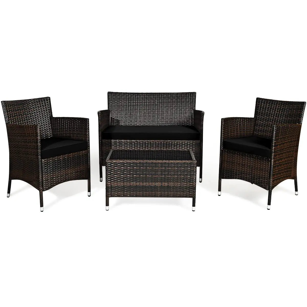 XIAOLANG 4 Piece Rattan Patio Set Outdoor Wicker Conversation Set