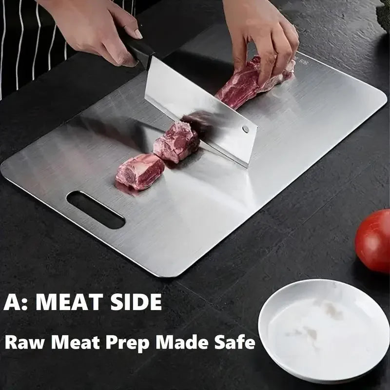 Stainless Steel Chopping Board, Antibacterial Double-Sided Cutting Board for Kitchen, Household Kitchen Gadget