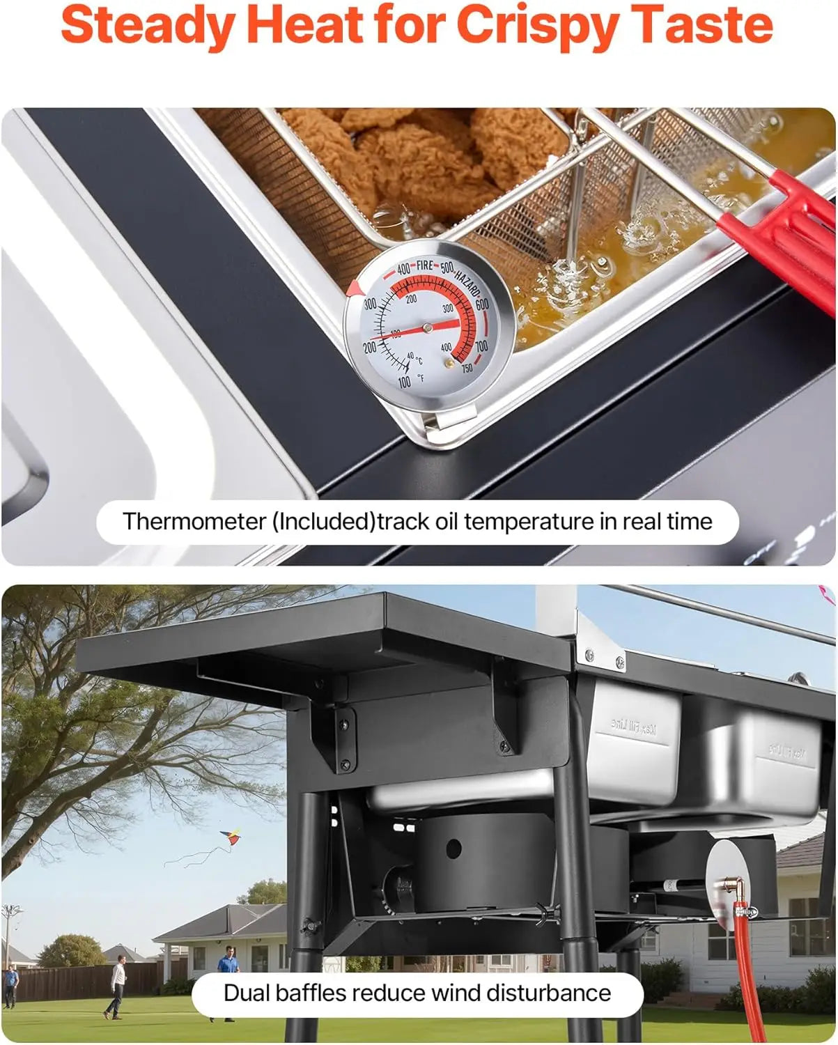 Outdoor Propane Deep Fryer With Double Burners For Commercial Use