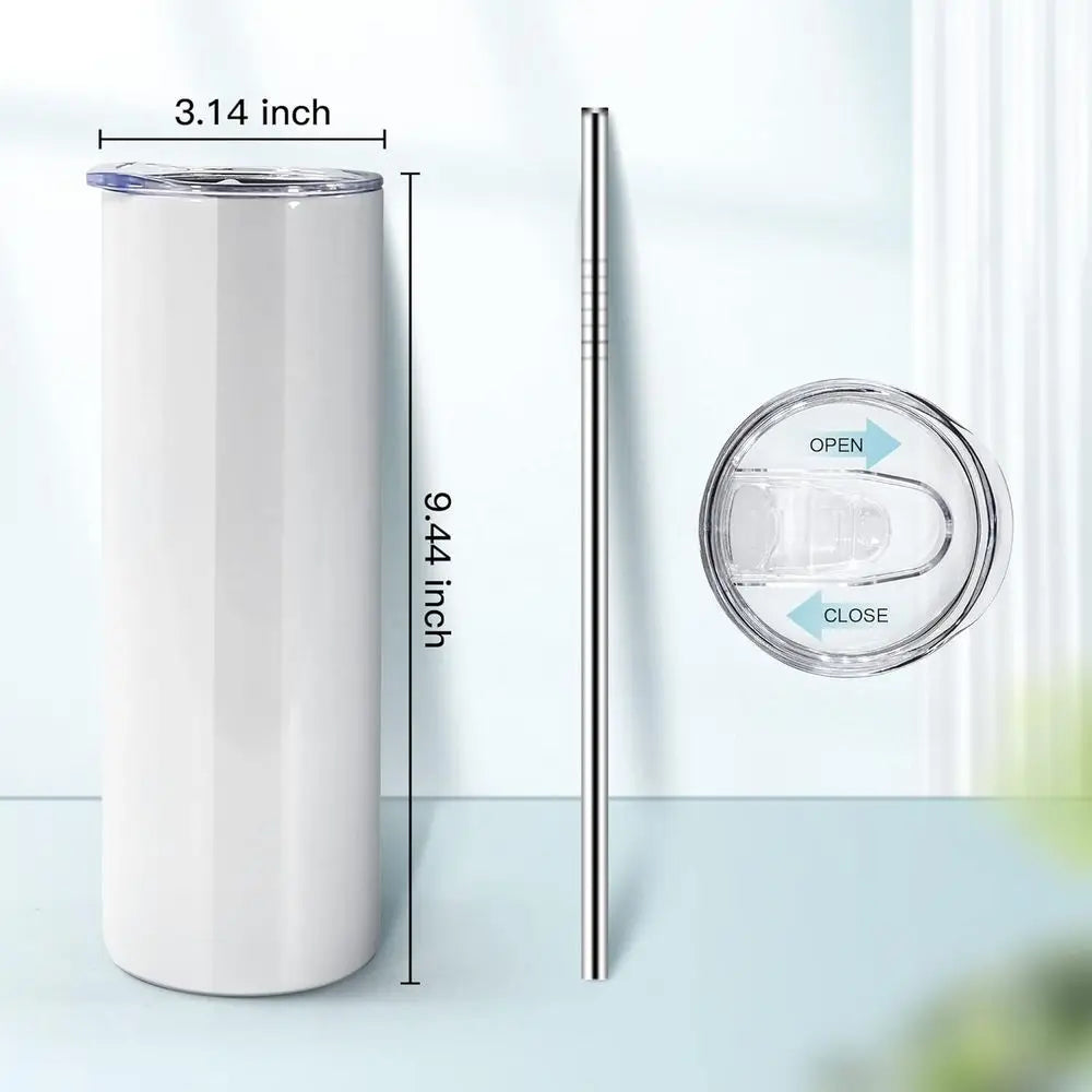 25 Pack Stainless Steel Sublimation Tumblers With Lids And Straws