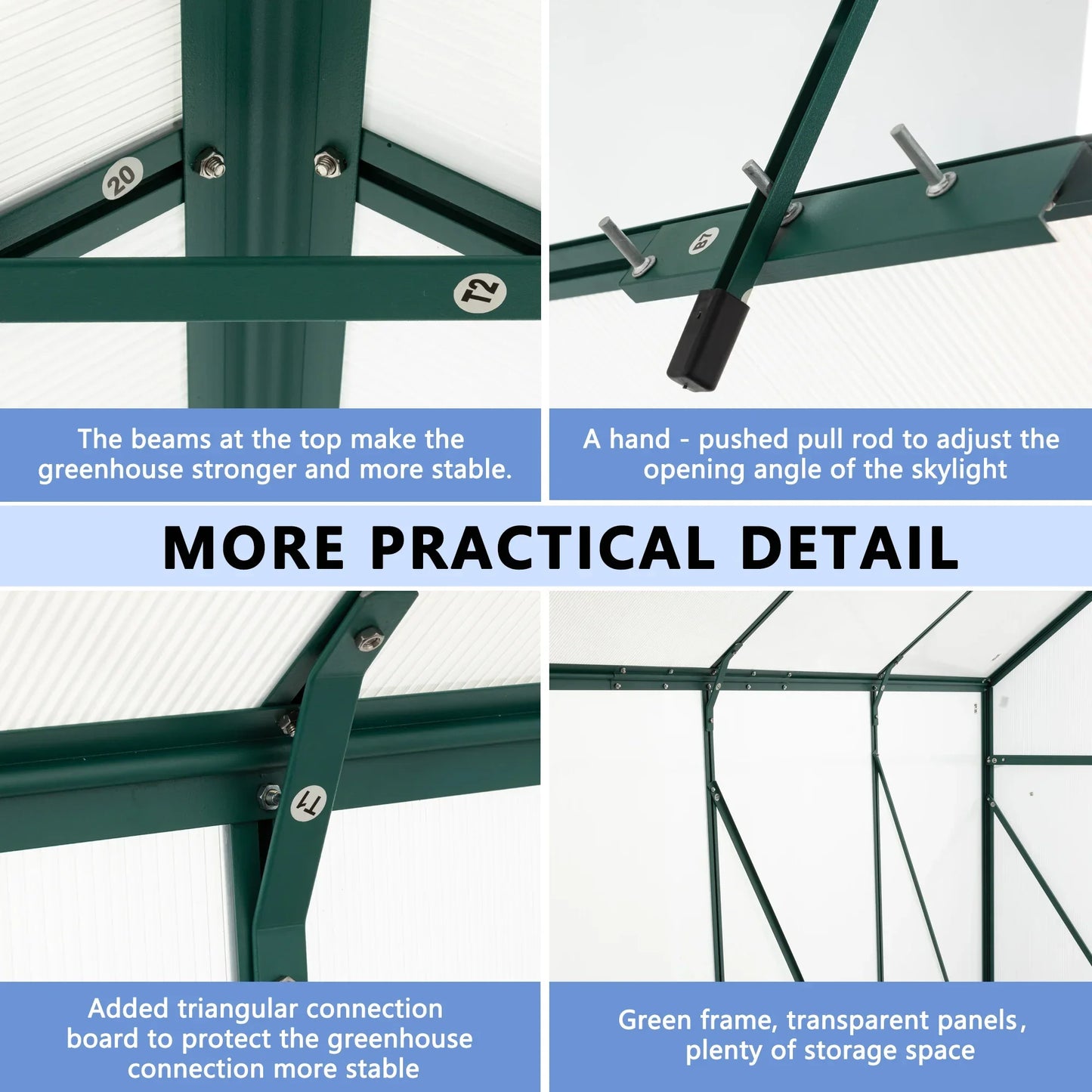 Polycarbonate Greenhouse Heavy Duty Walk-In Aluminum Frame