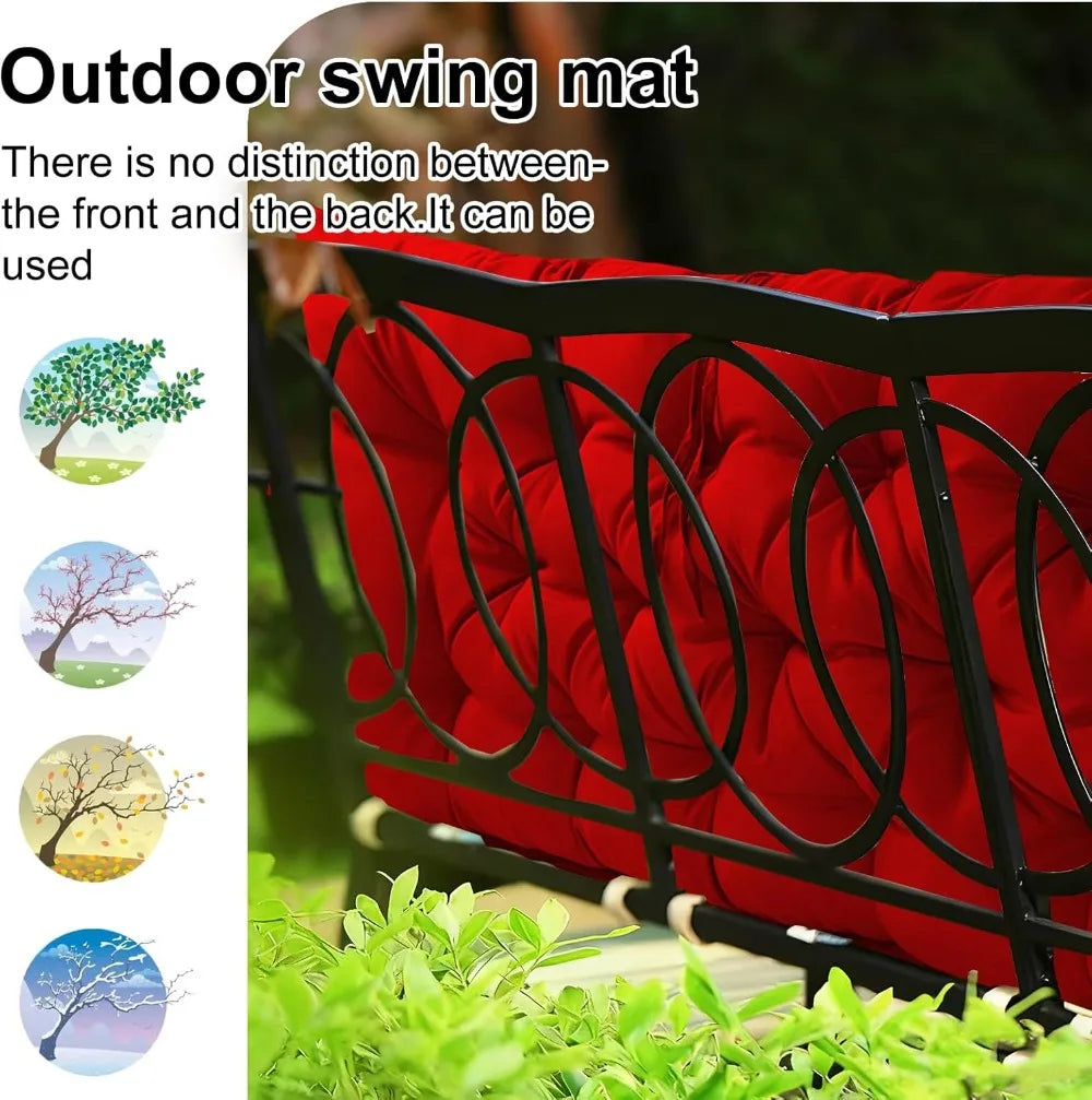 Thick 4" Waterproof Porch Swing Cushion Replacement, 2-3 Seat Outdoor Swing Seat Cushion with Backrest & Ties for Patio Garden