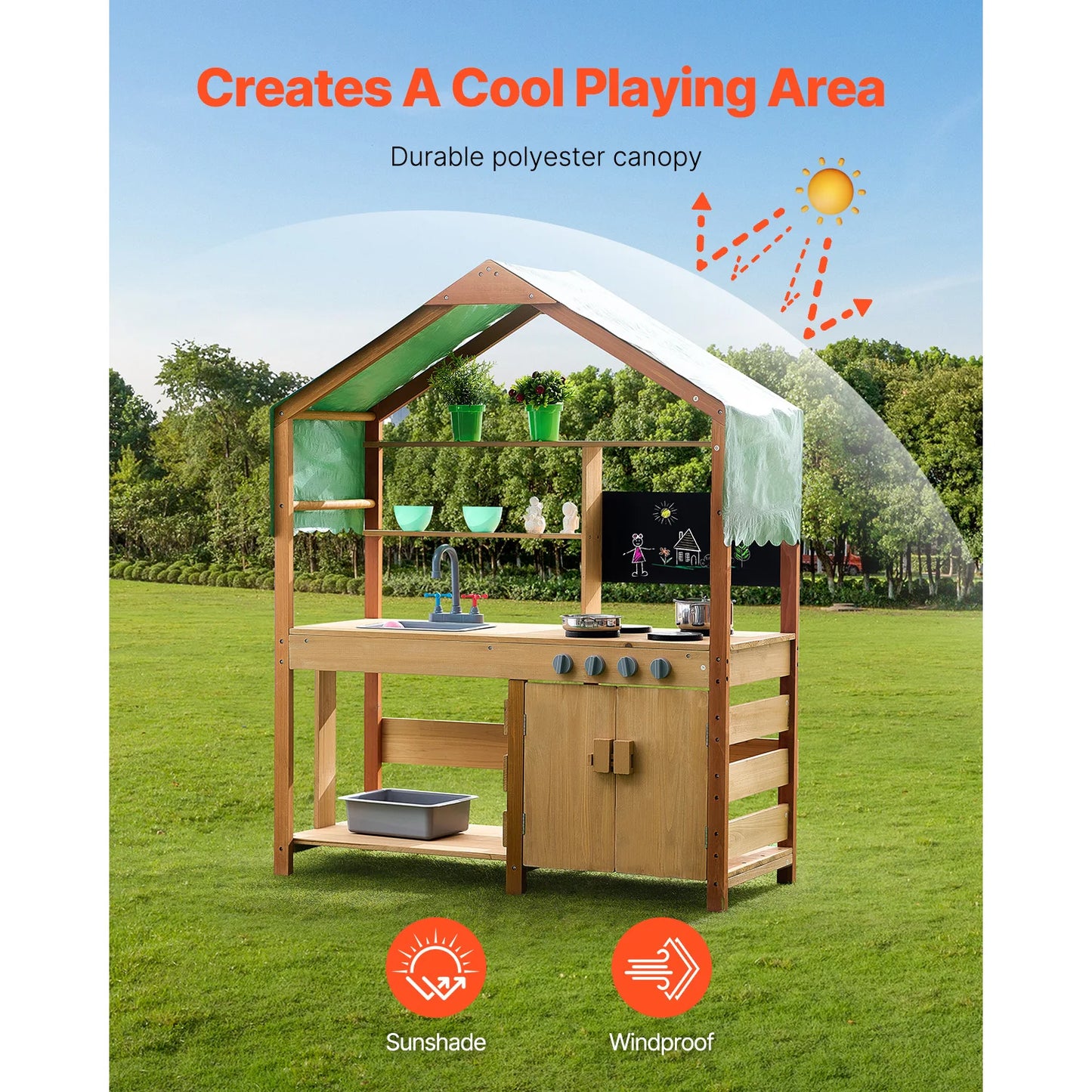 Mud Kitchen Play Set For Kids With Stoves And Faucet