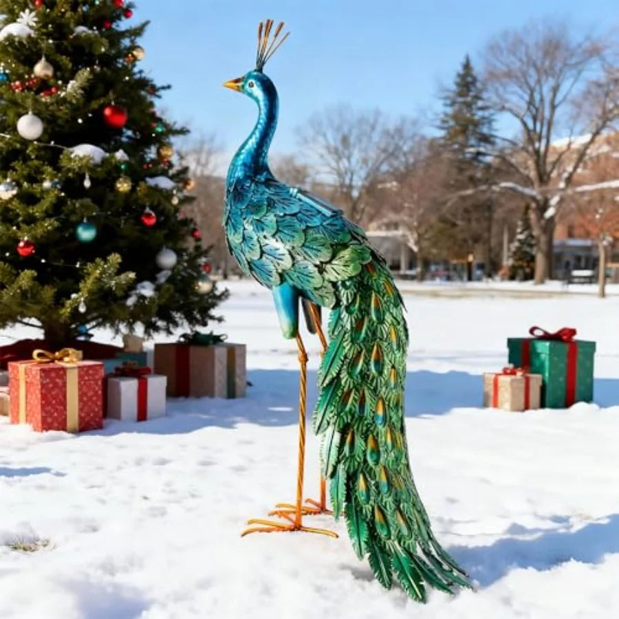SHXI Outdoor Solar Peacock Garden Statue Yard Art Decor
