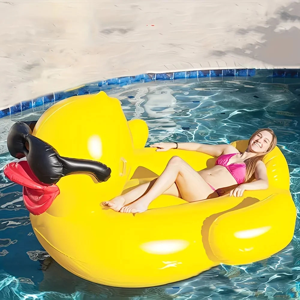 Enormous Inflatable Glasses Yellow Duck Pool Float For Adults