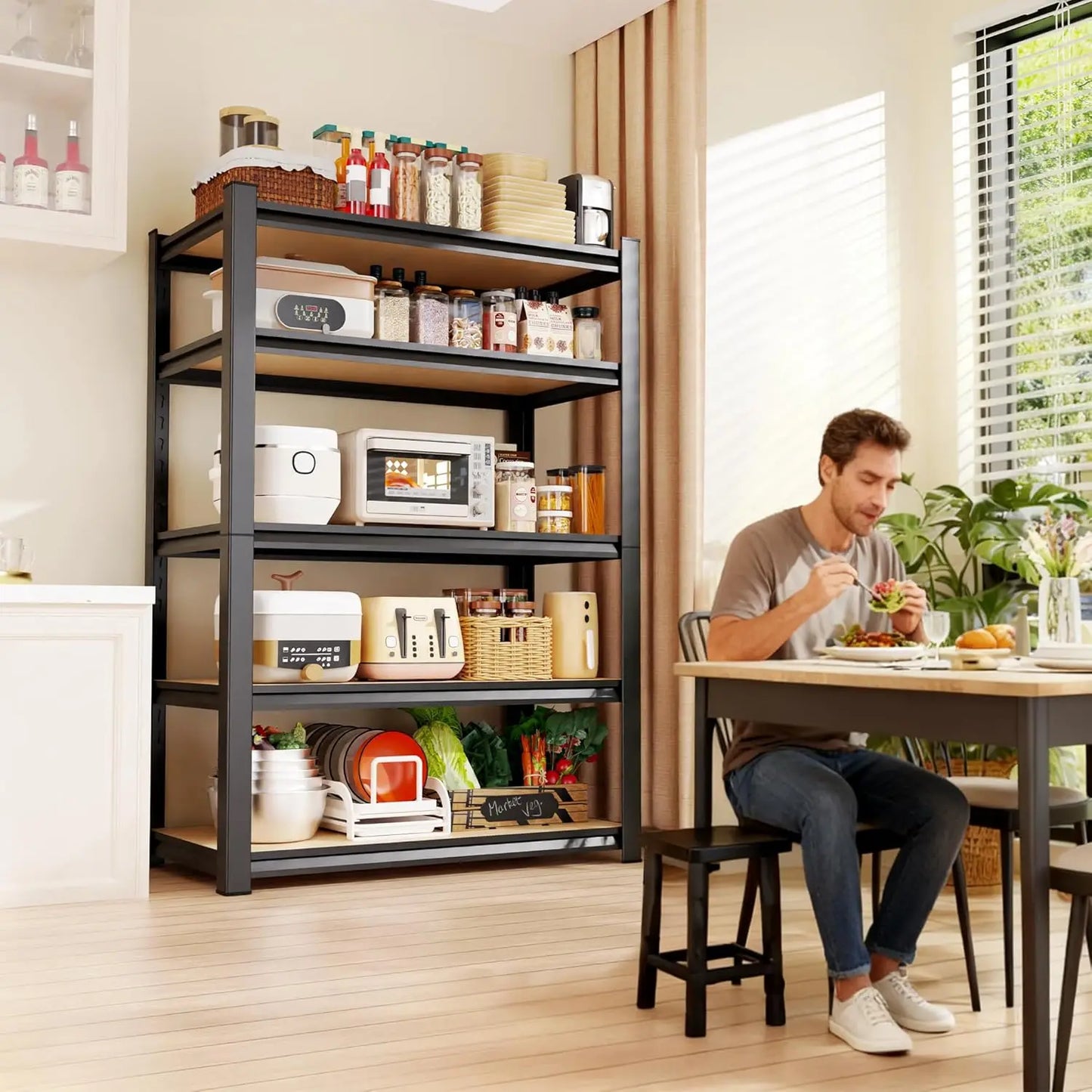 71"H-32"W-14"DGarage Shelving-5 Tier Garage Storage Shelves,Adjustable Heavy Duty Metal Shelving Unit and Storage, Customized