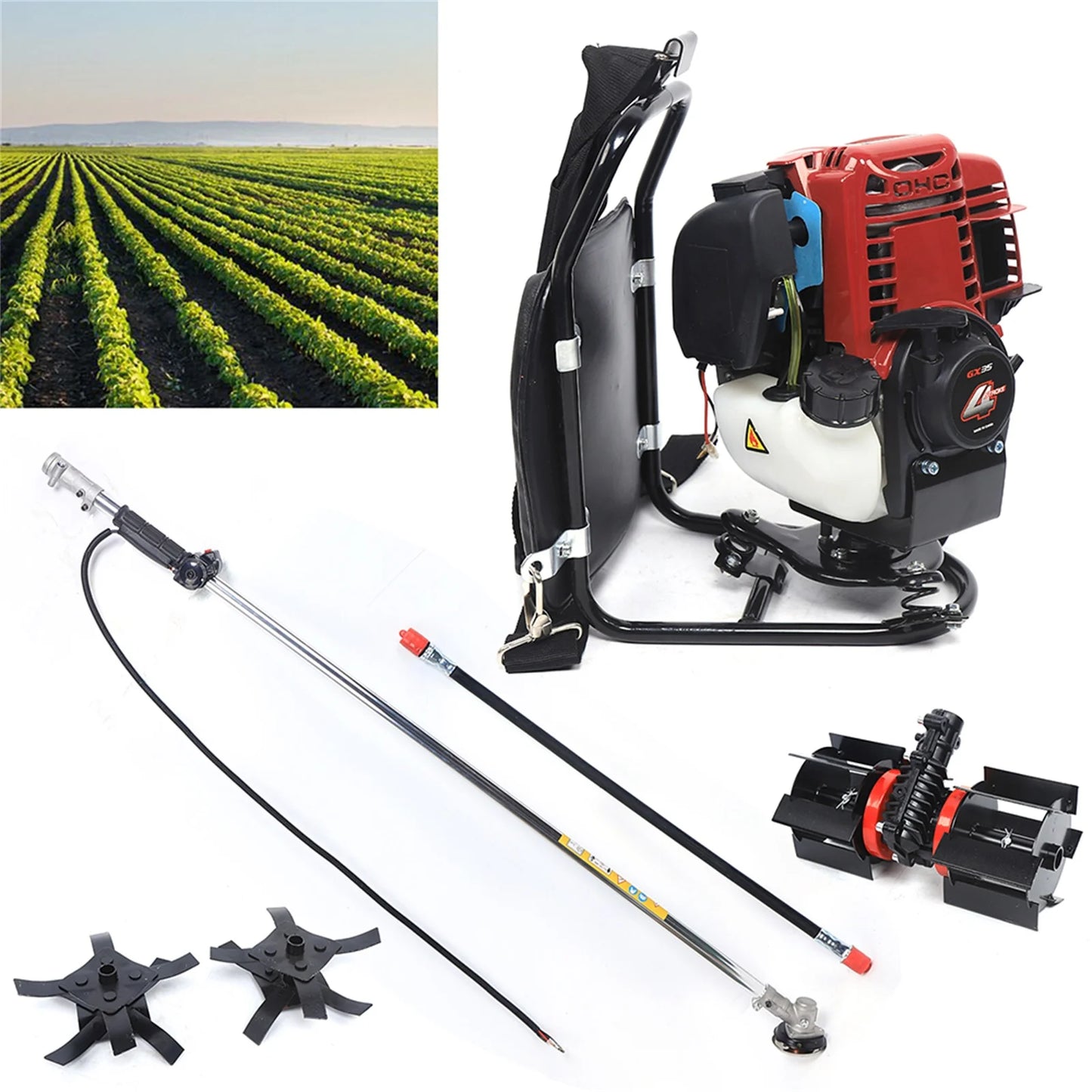 Backpack Cultivator Tiller 4-Stroke Gasoline Engine