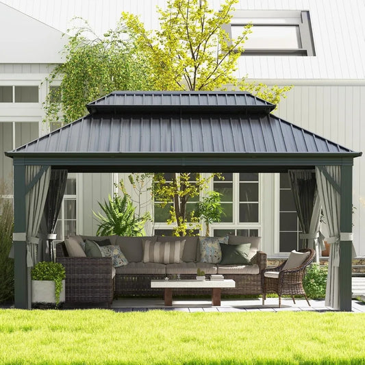 DUOFU Hardtop Gazebo Aluminum Frame Outdoor Patio Pavilion