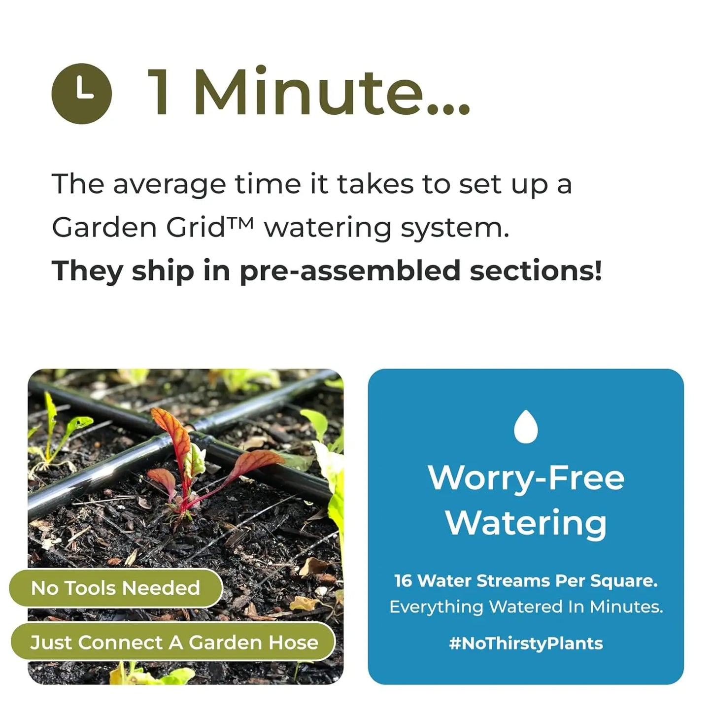 Garden Grid Watering System For Raised Bed Drip Irrigation