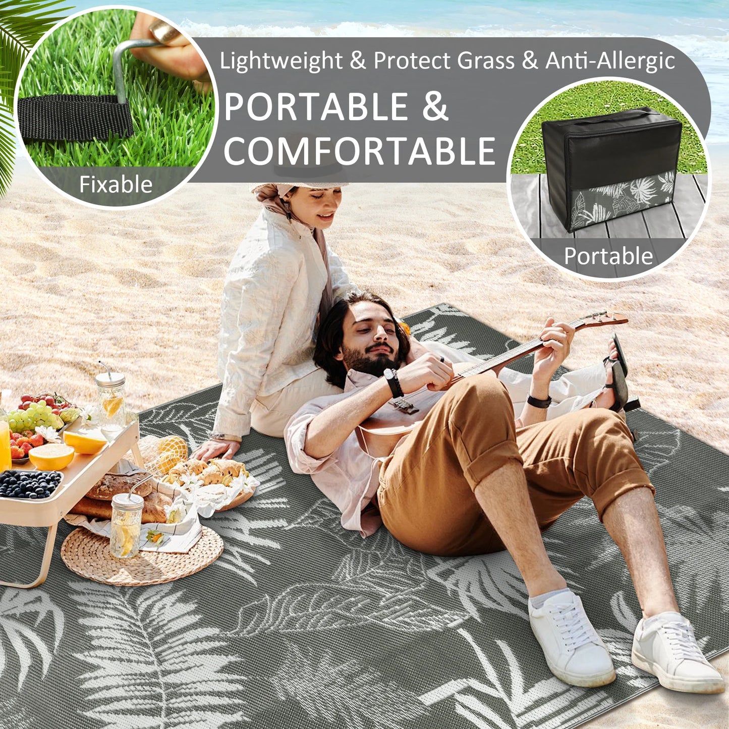 Outdoor Waterproof Recycled Polypropylene Straw Rug Patio Carpet