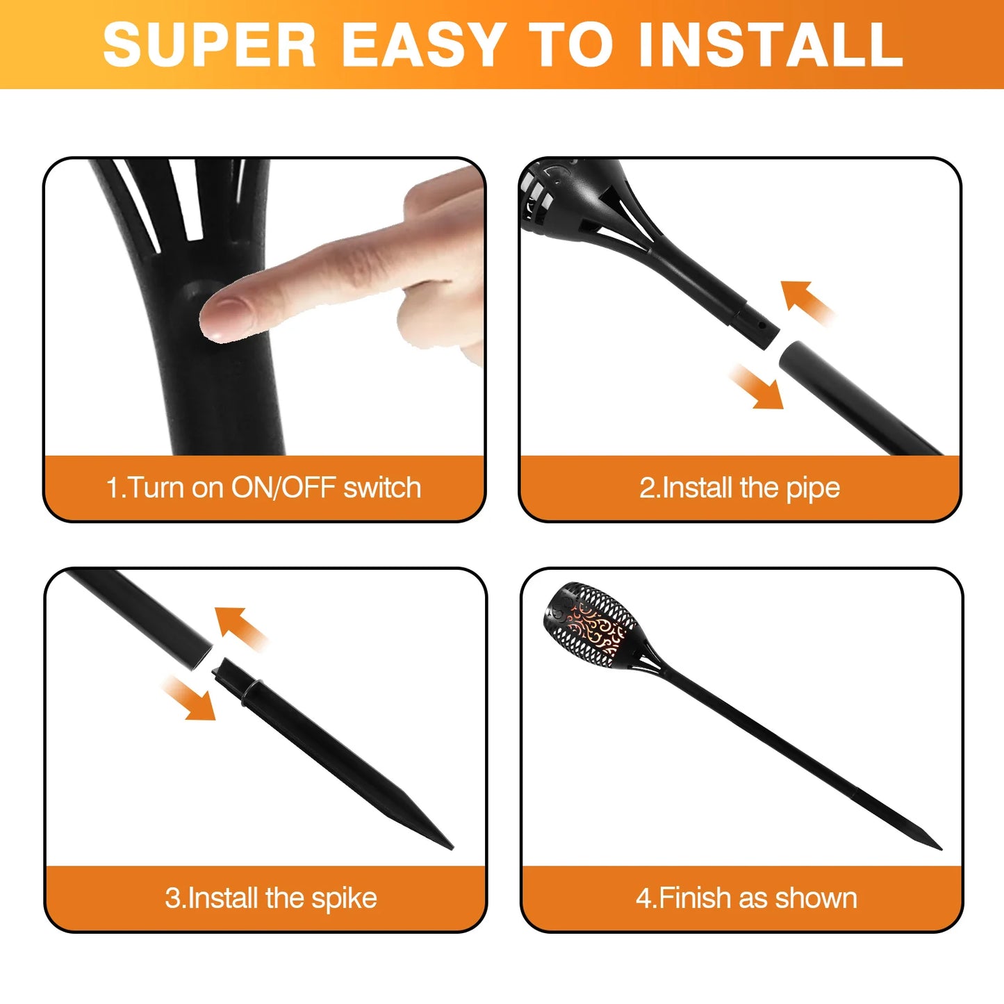 Solar Torch Lights Outdoor Waterproof Pathway Landscape Lighting Set