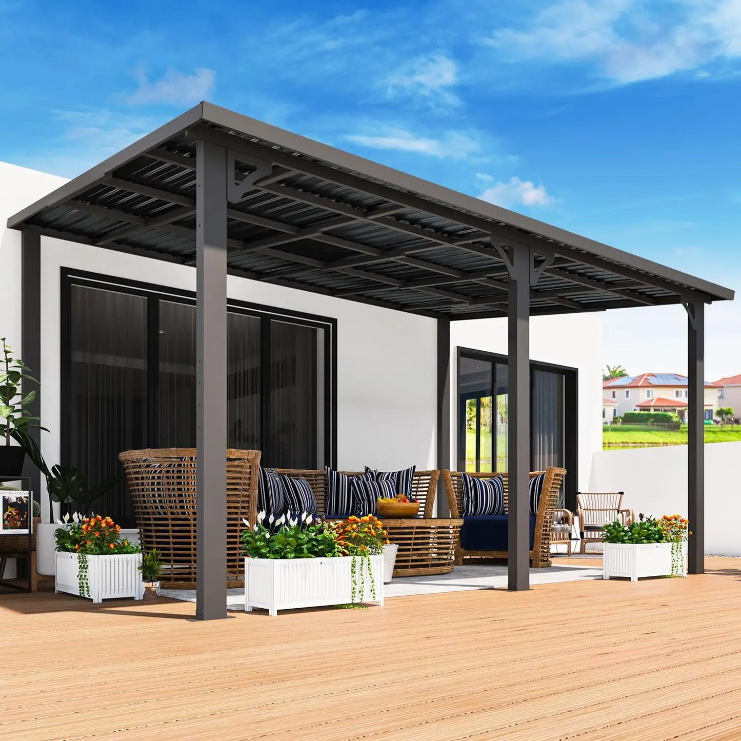 Heavy Duty Aluminum Gazebo Pergola With Hard Top Roof