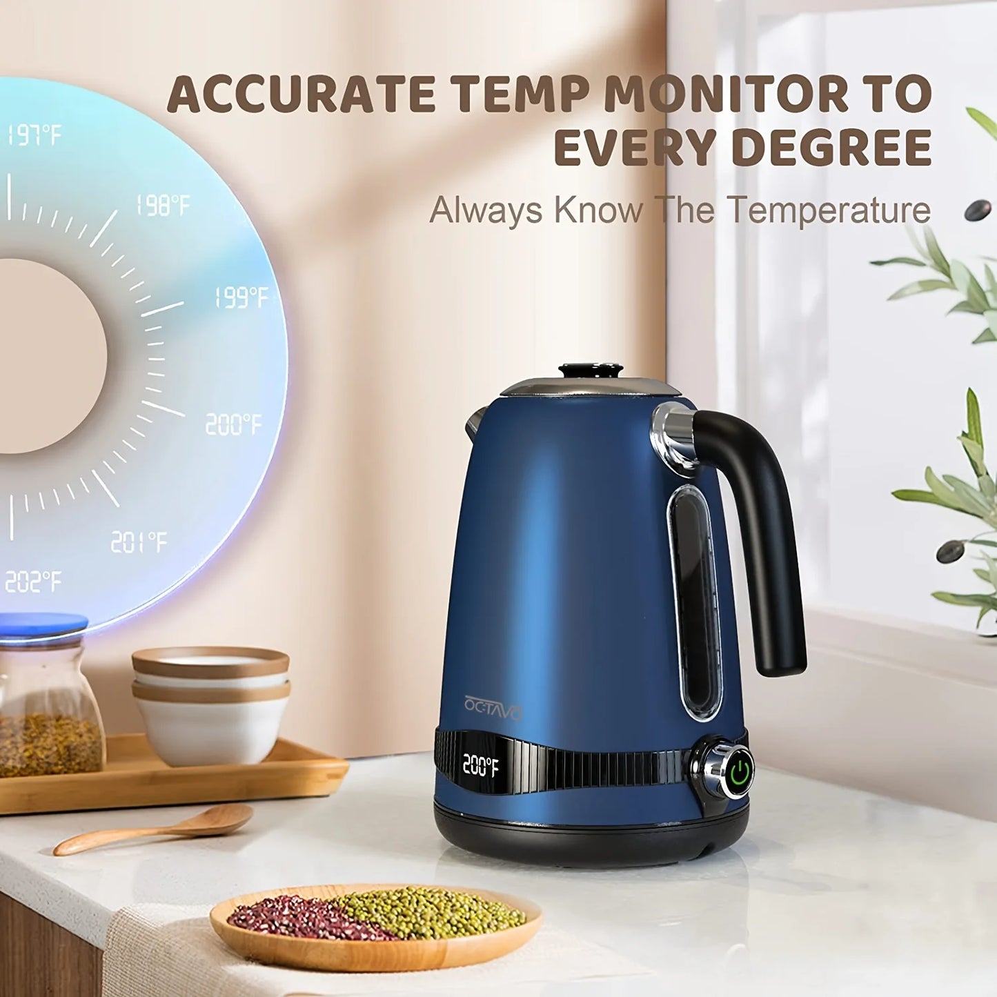 Octavo Electric Kettle With Temperature Control And LED Display