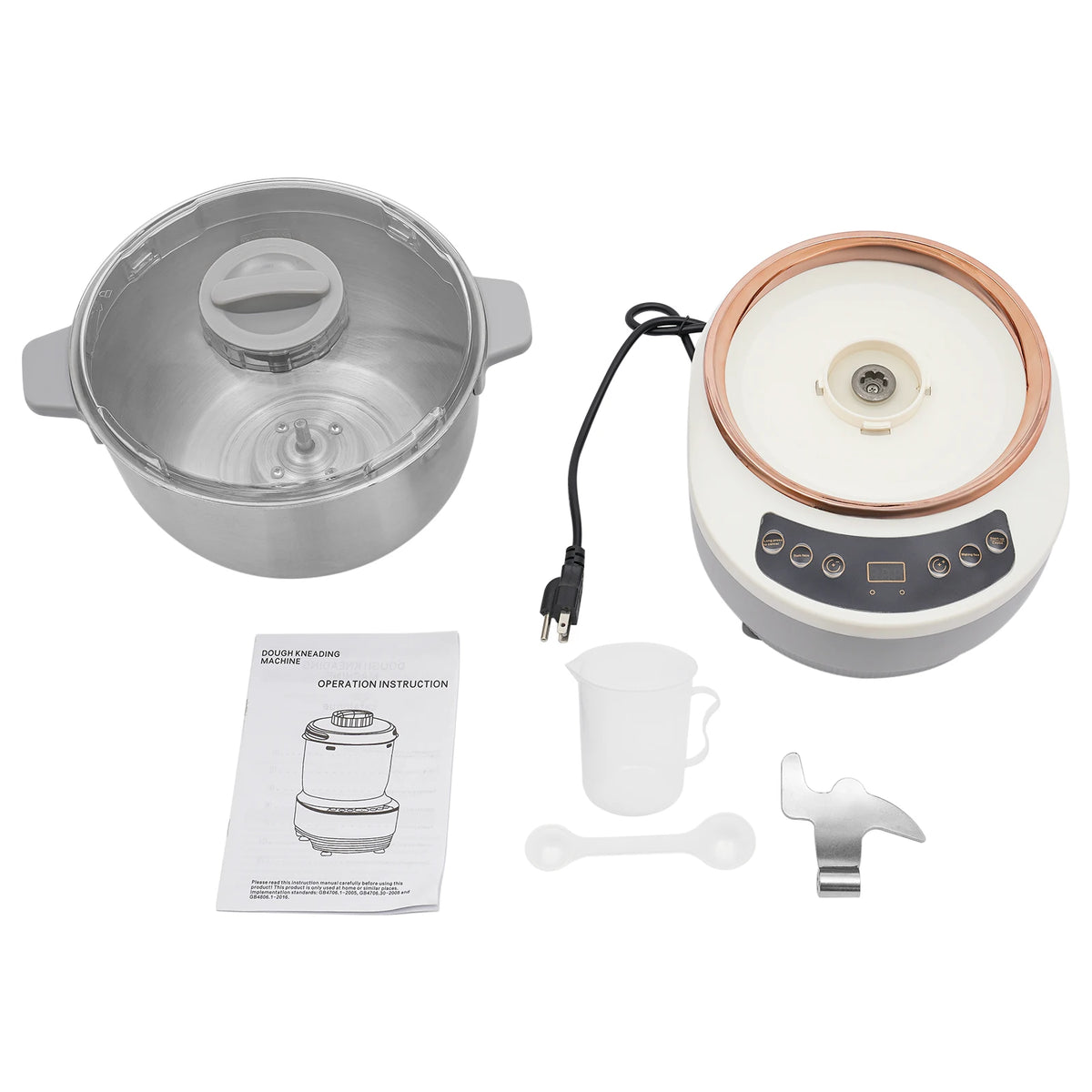 200W Electric Dough Maker 5L/169.09 Oz US Standard Ferment Function Flour Kneading Machine 304 Stainless Steel for Pizza Bread
