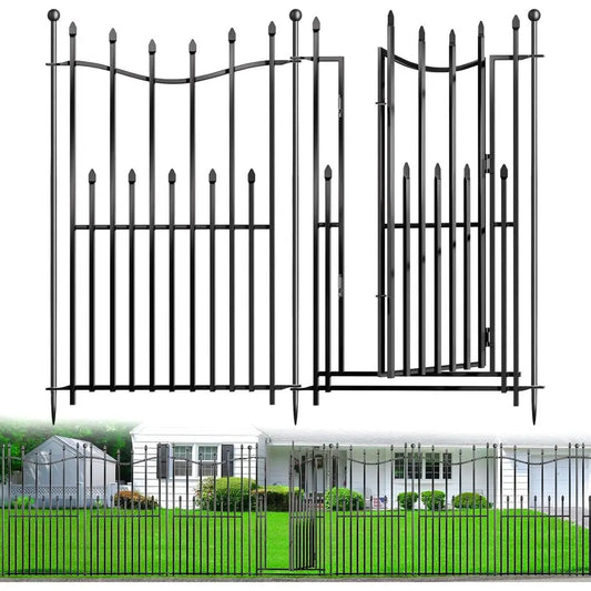 Decorative Garden Fence With Gate Heavy Duty Rustproof Metal Panels